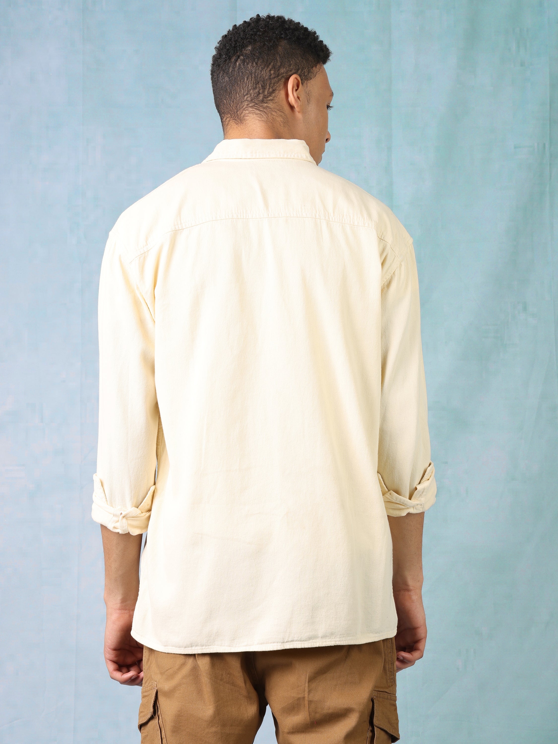 Men Cream Oversized Shirt