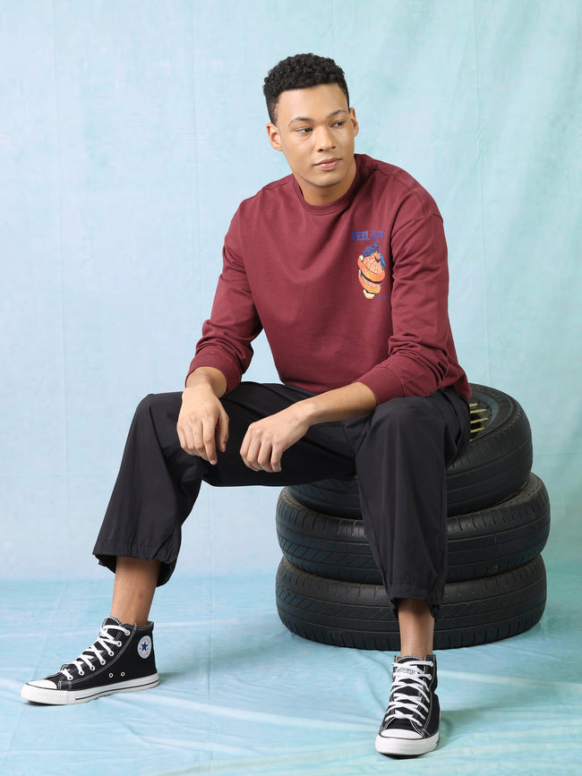 Men Black Baggy Fit Cargo Pants