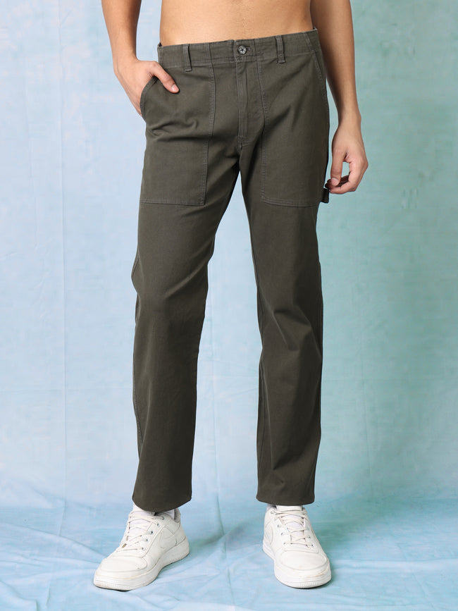 Men Olive Carpenter Cargo Pants