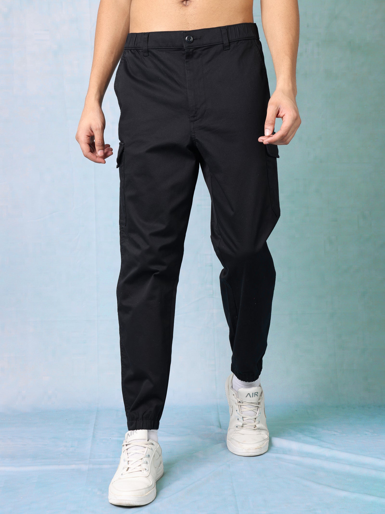 Men Black Cargo Pants