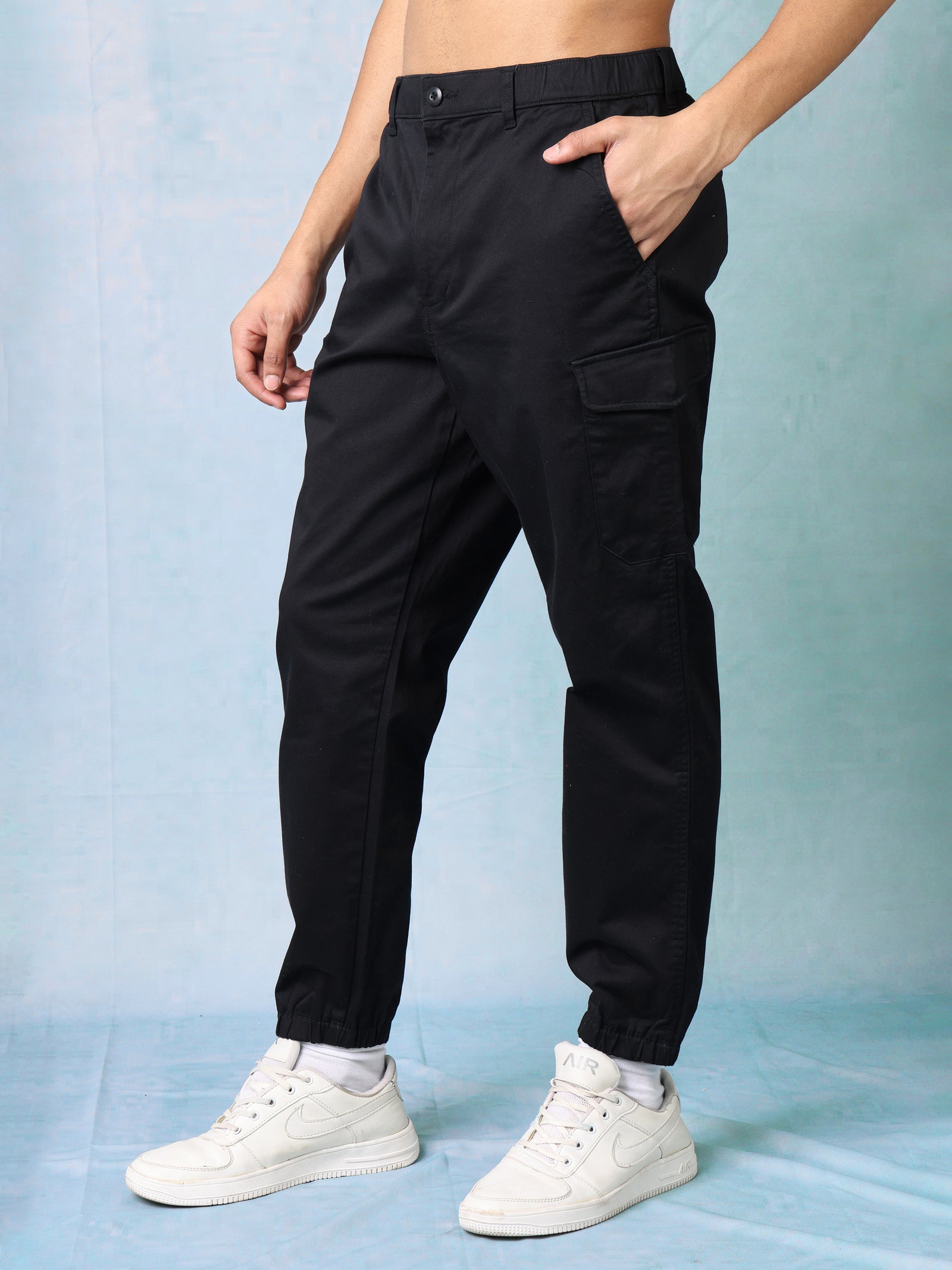 Men Black Cargo Pants