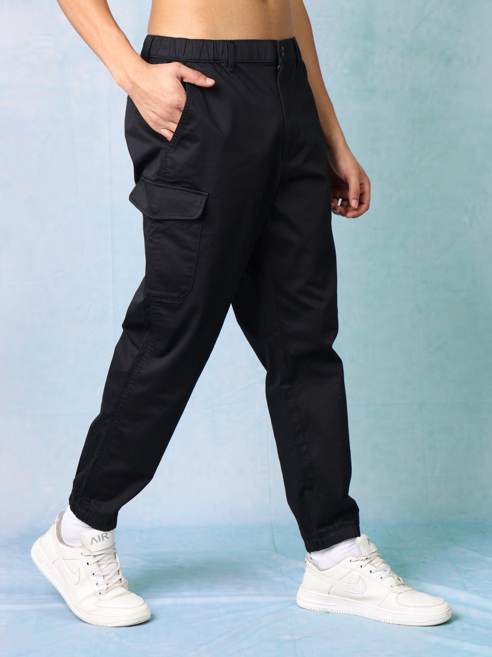 Men Black Cargo Pants