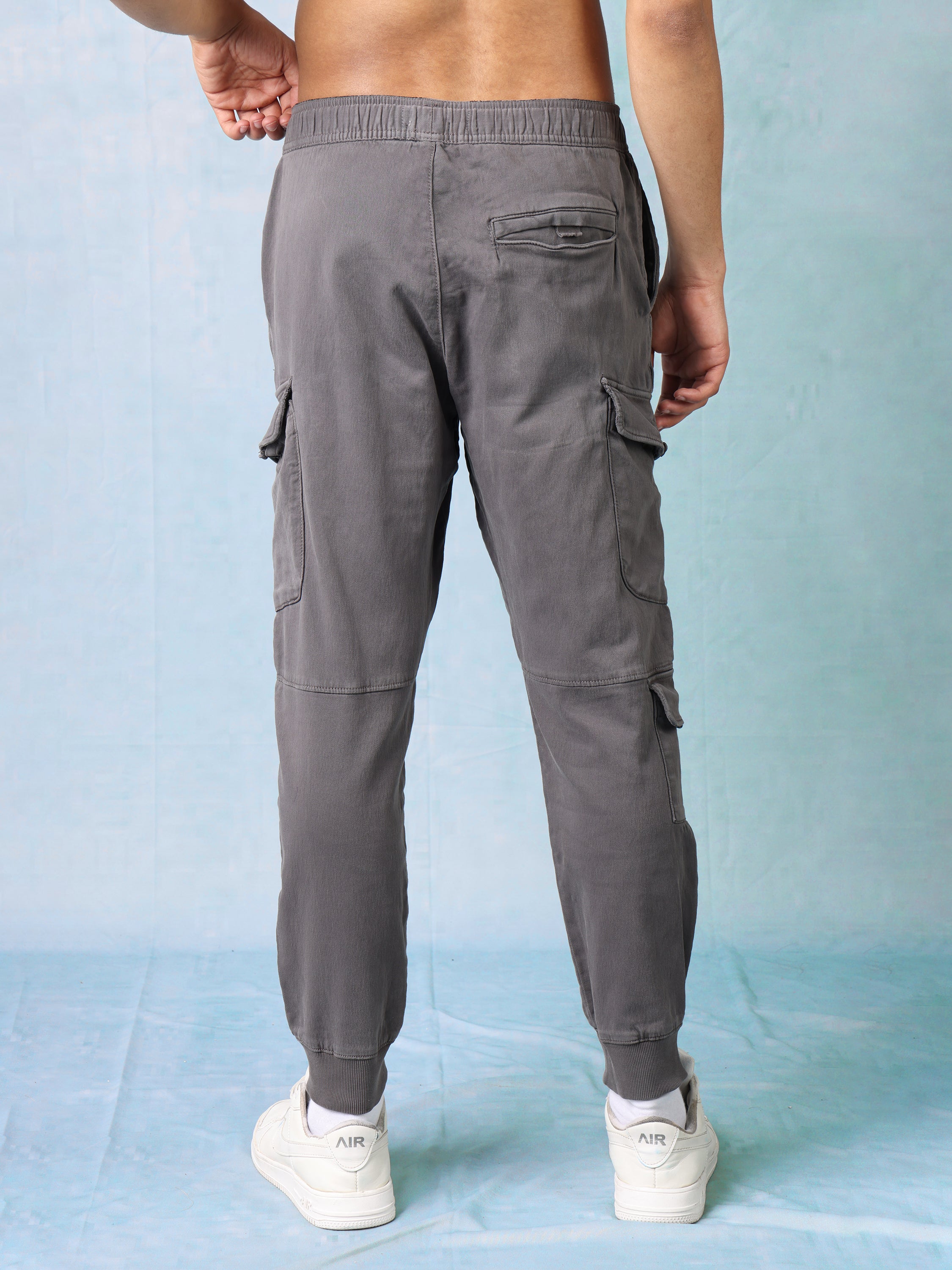 Men Dark Grey Regular Fit Cargo Pants