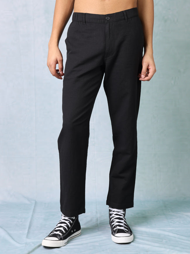 Men Black Comfort Fit Pants