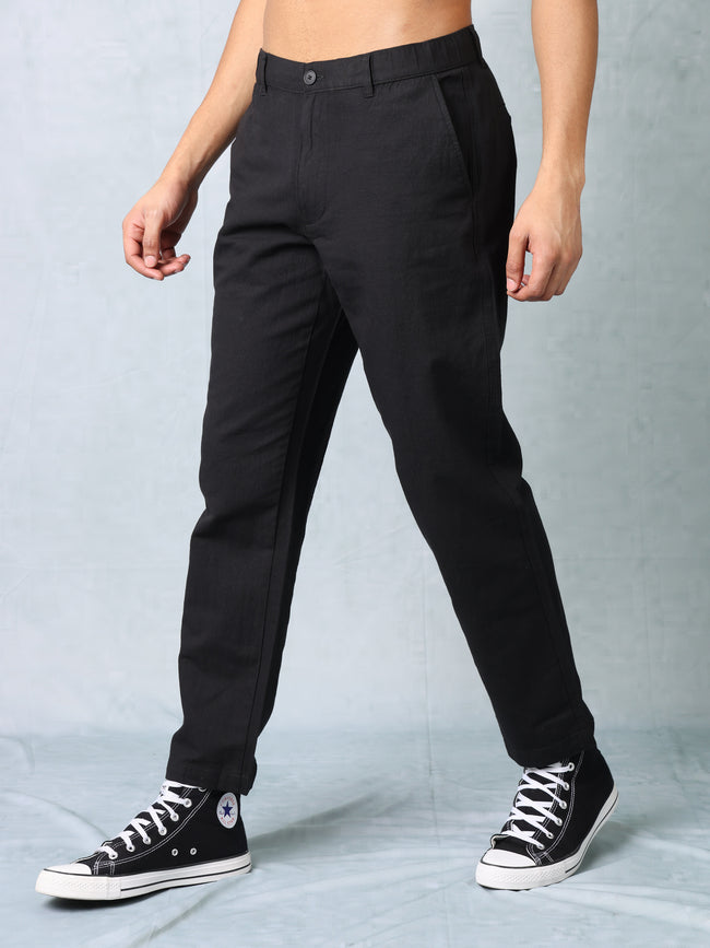 Men Black Comfort Fit Pants