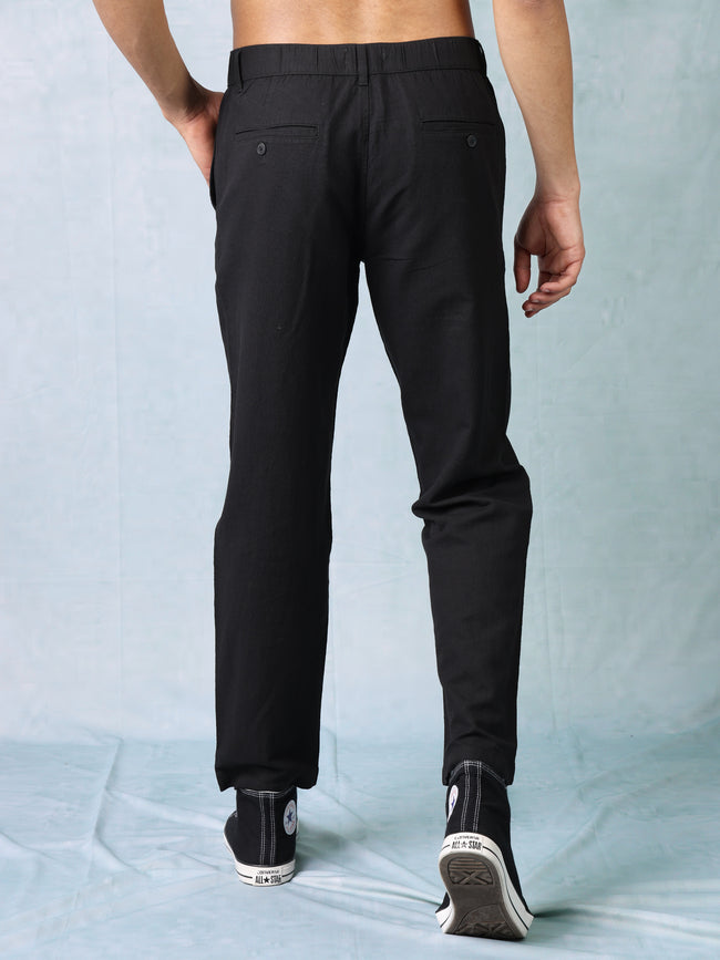 Men Black Comfort Fit Pants