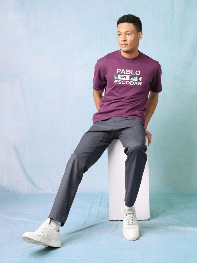 Men Black Mid Rise Trouser