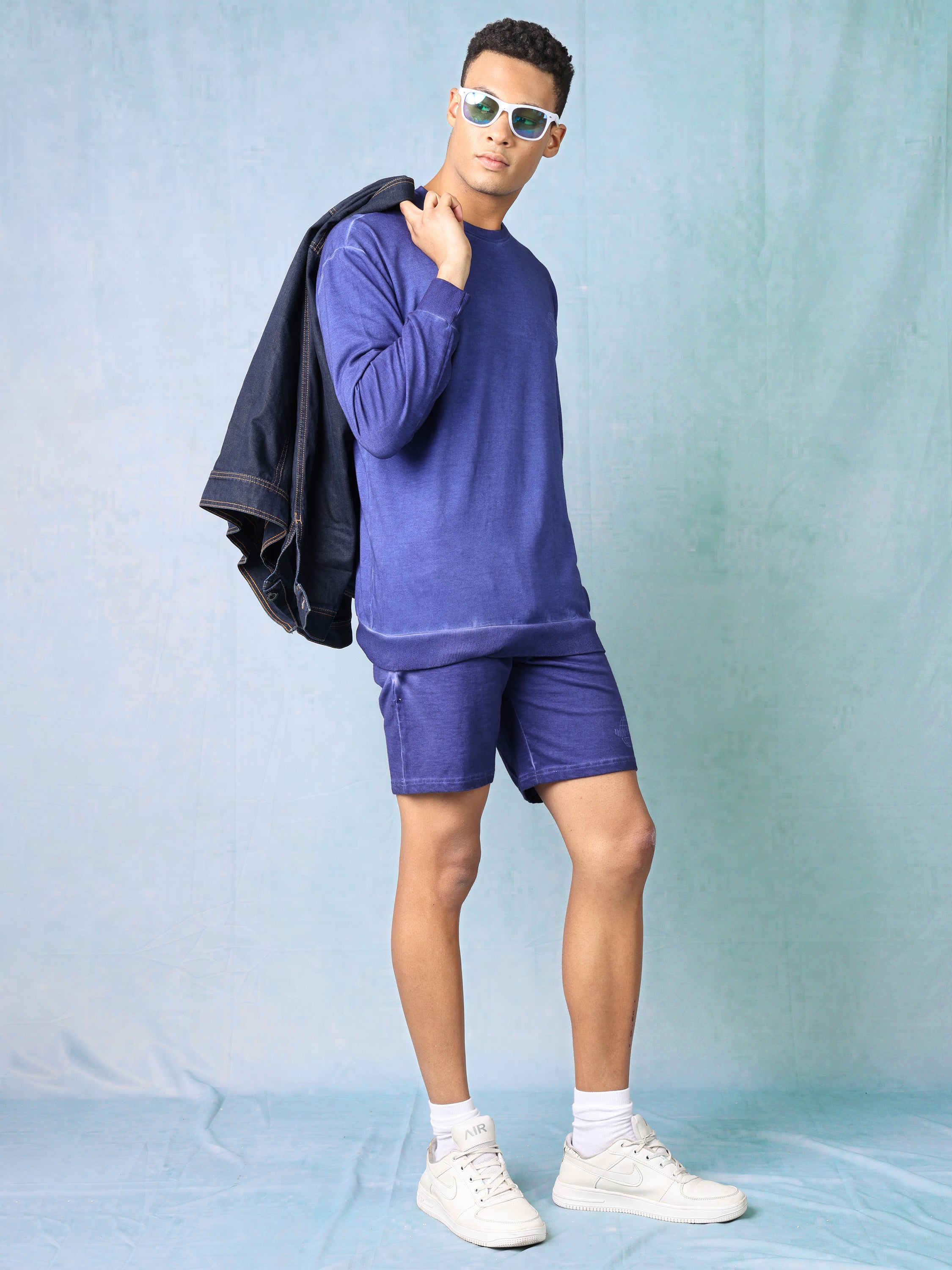 Men Purple Oversized Co-ord Set