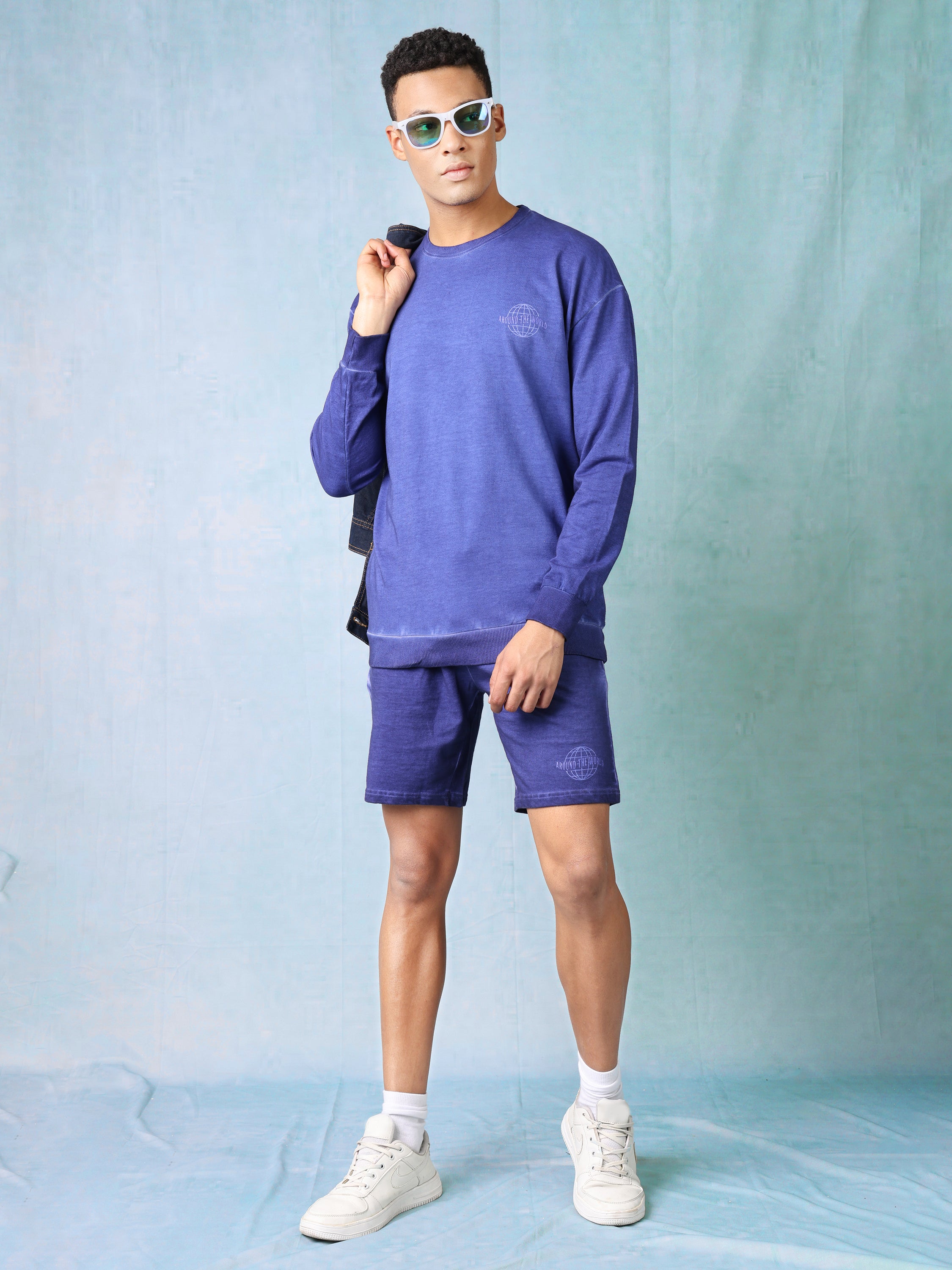 Men Purple Oversized Co-ord Set