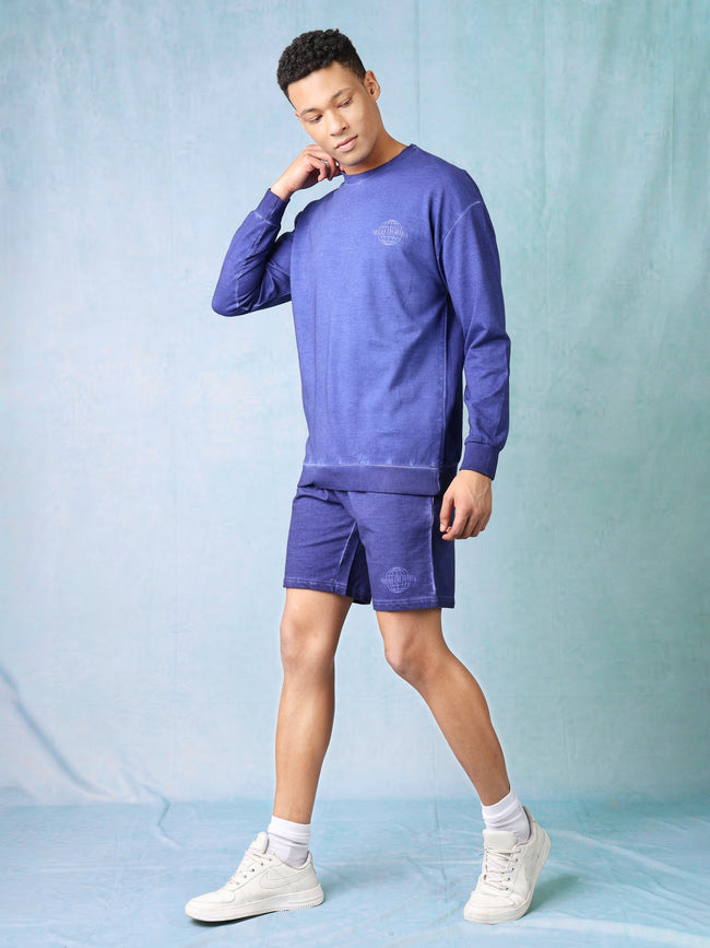Men Purple Oversized Co-ord Set