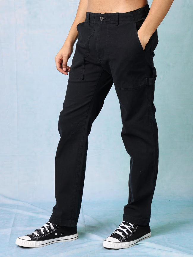 Men Black Carpenter Cargo Pants