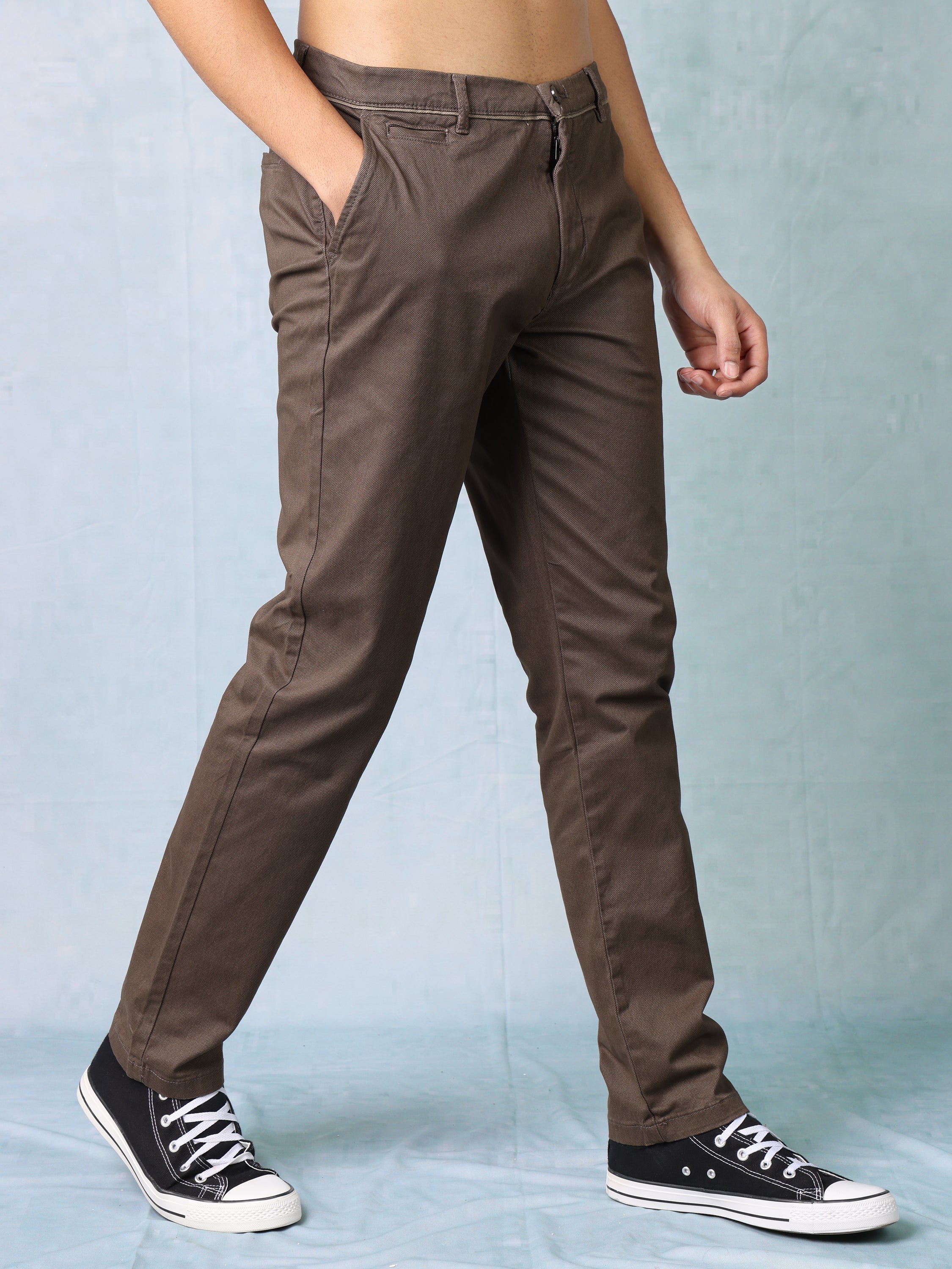 Men Brown Regular Fit Trousers