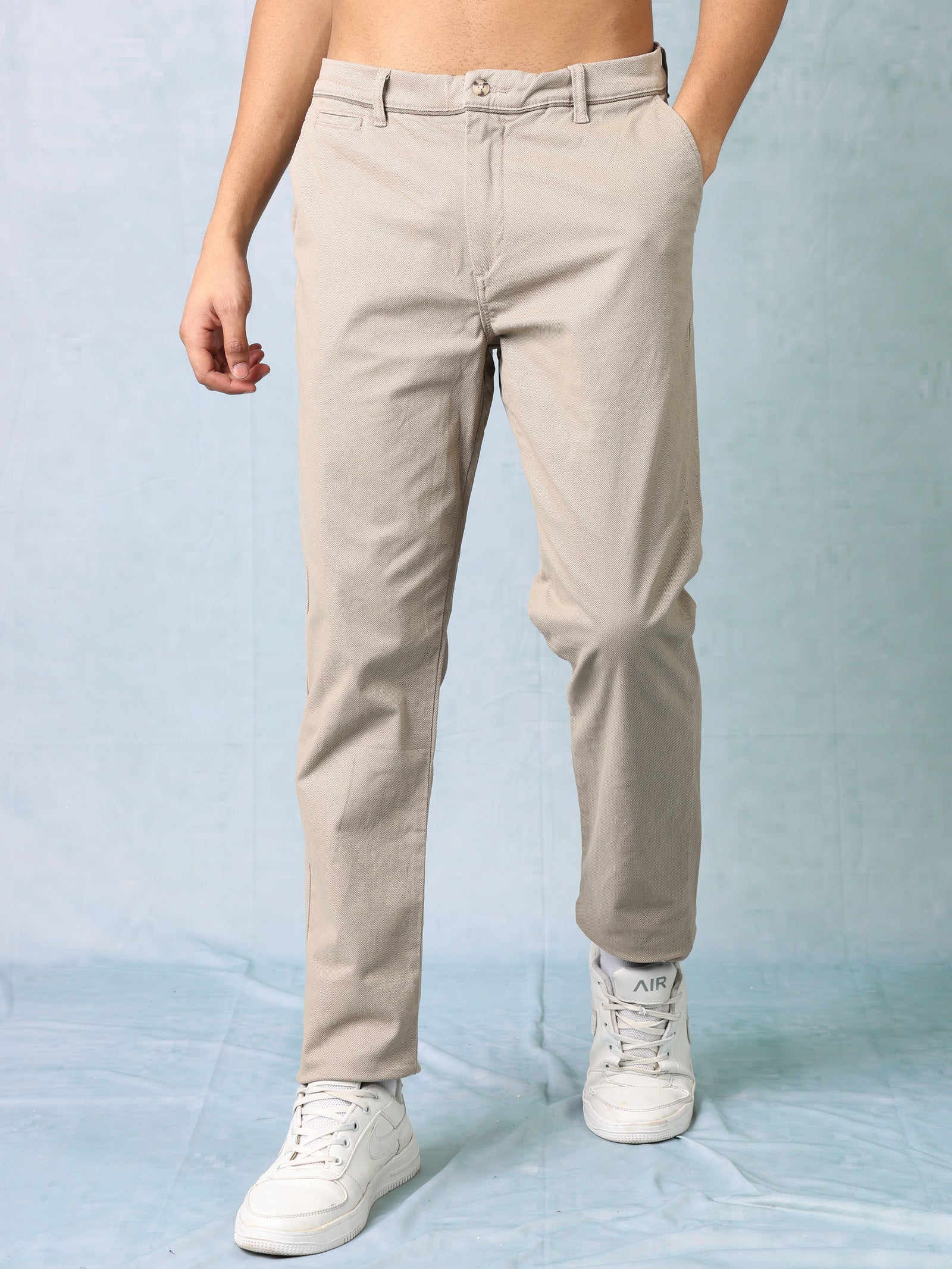 Men Beige Regular Fit Trouser