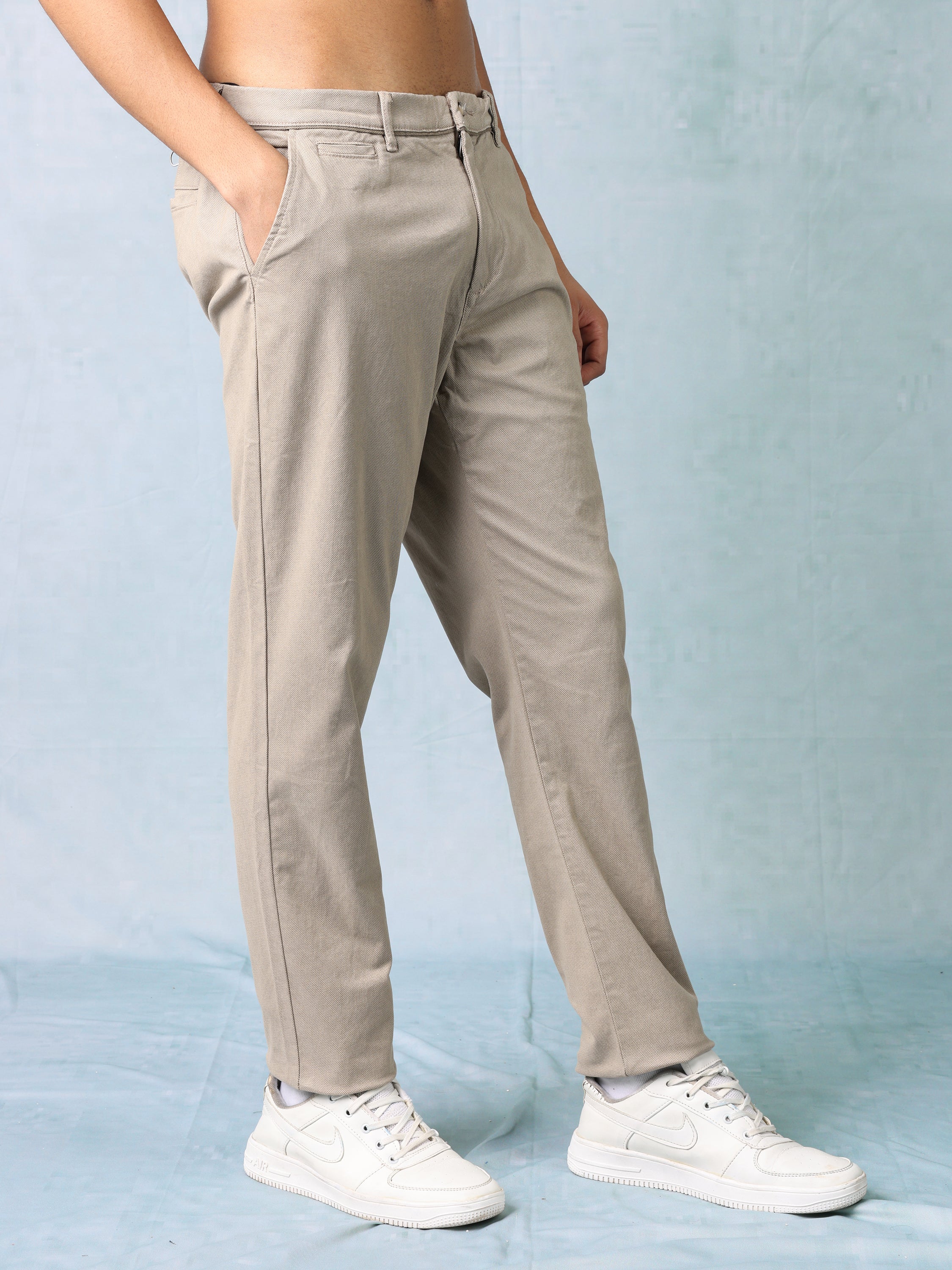 Men Beige Regular Fit Trouser