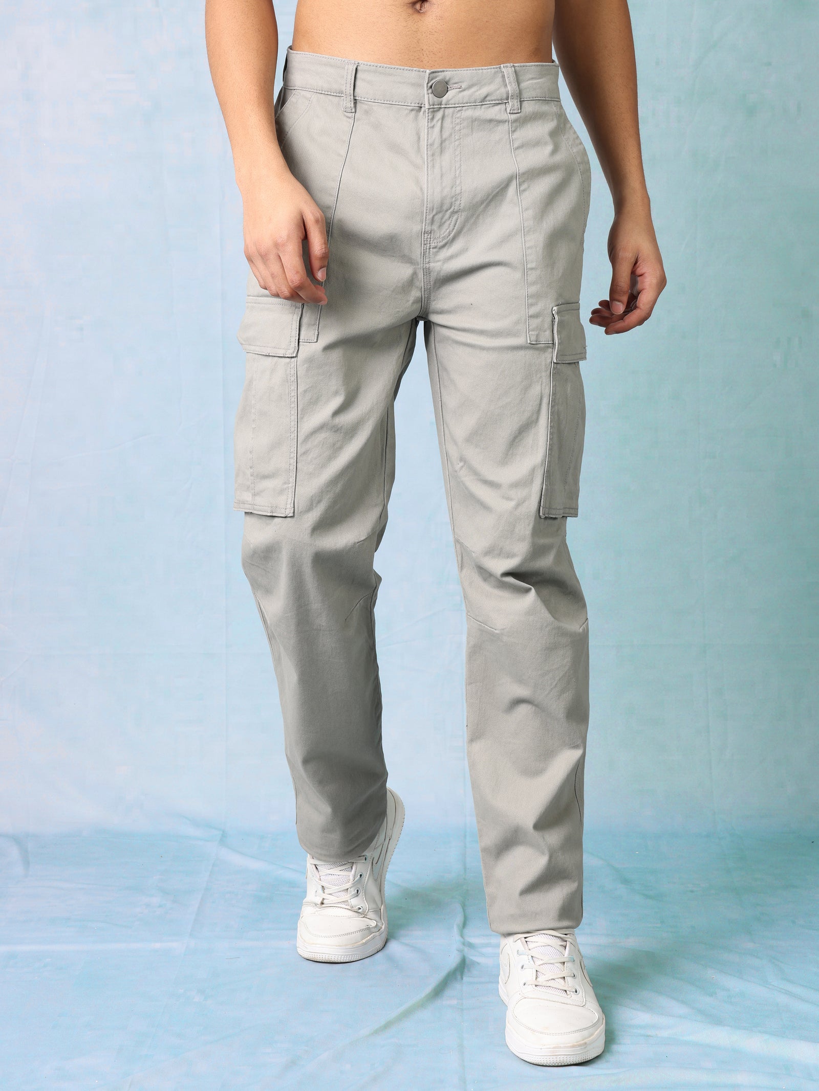 Men Grey Regular Fit Cargo Pants