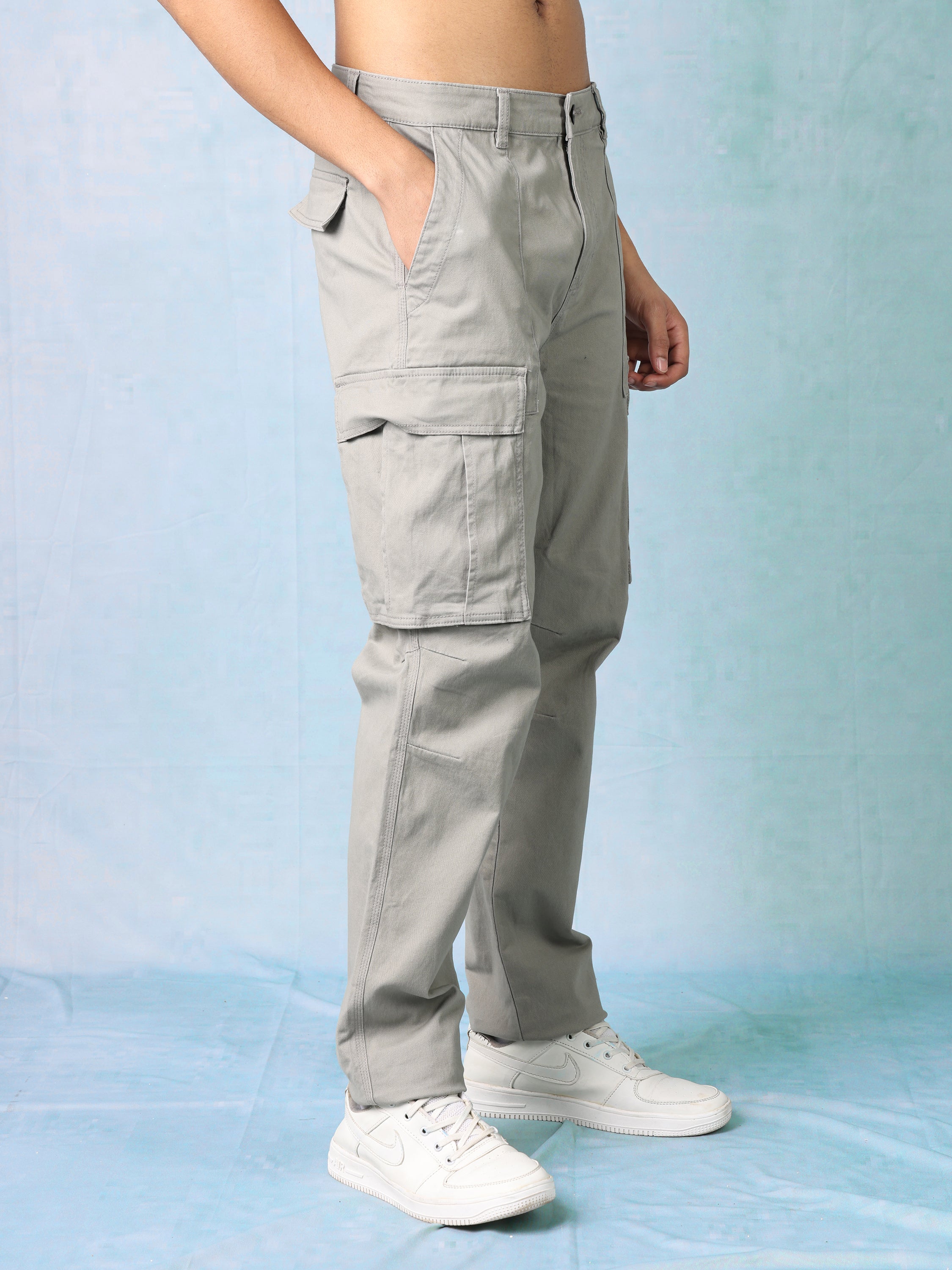 Men Grey Regular Fit Cargo Pants