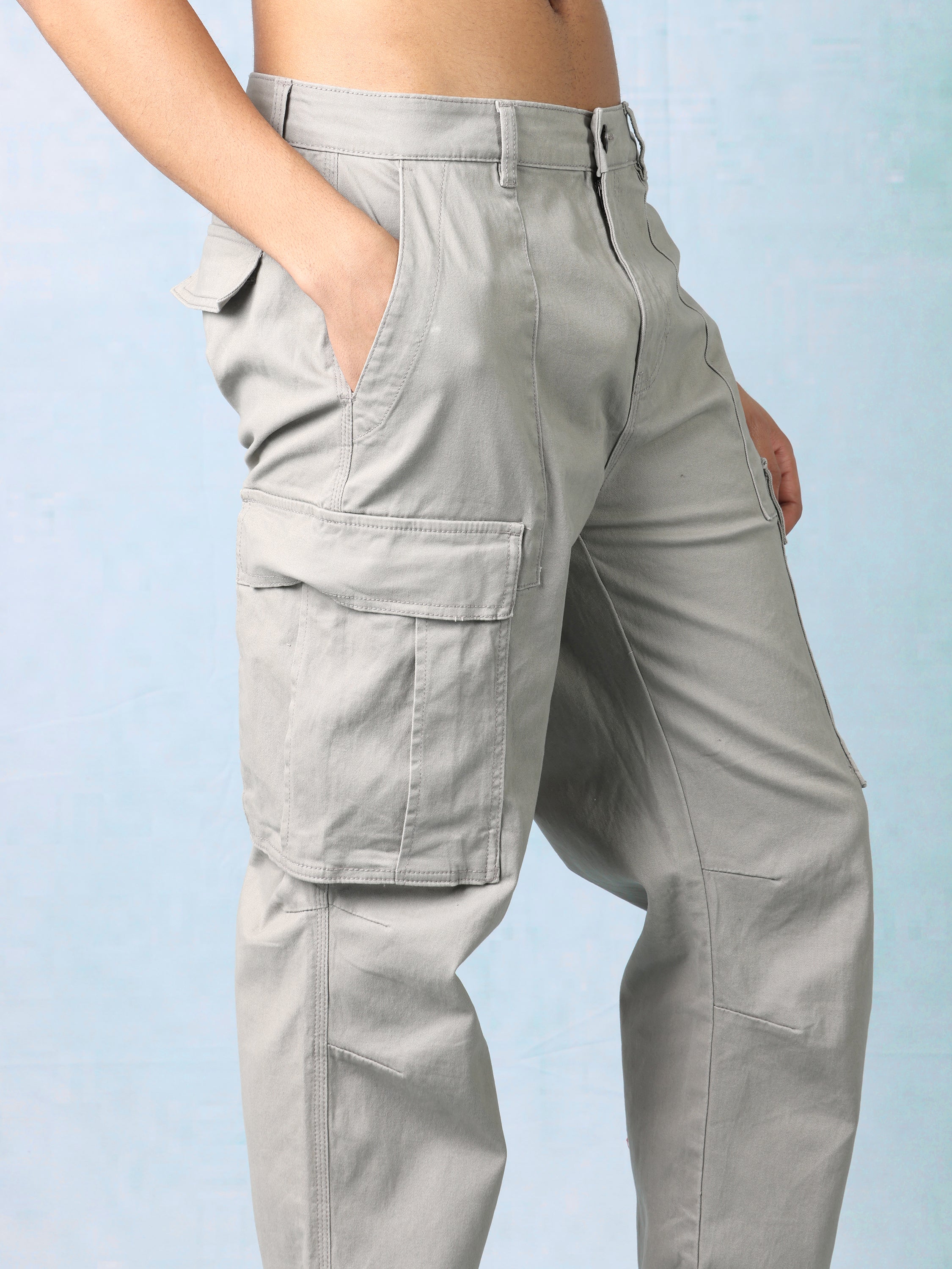 Men Grey Regular Fit Cargo Pants