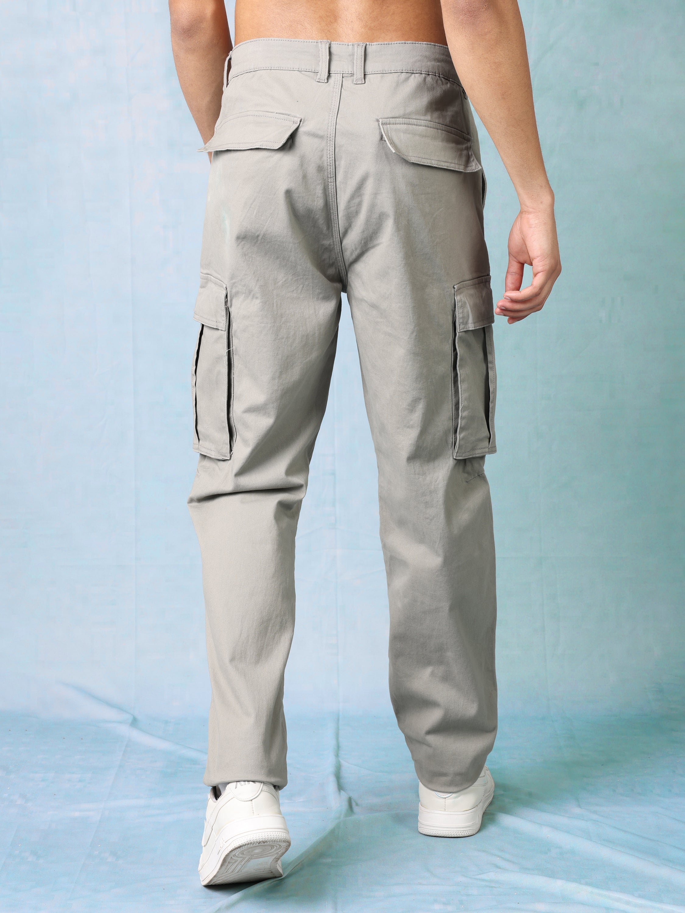 Men Grey Regular Fit Cargo Pants