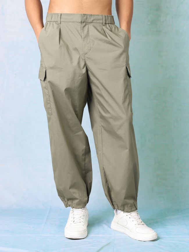 Men Olive Comfort Fit Cargo Pants