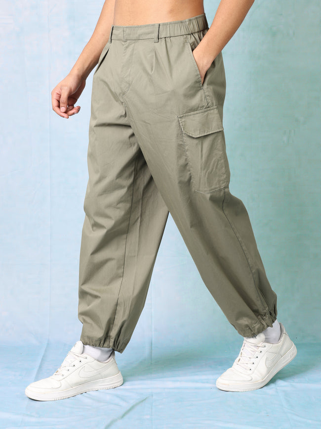 Men Olive Comfort Fit Cargo Pants