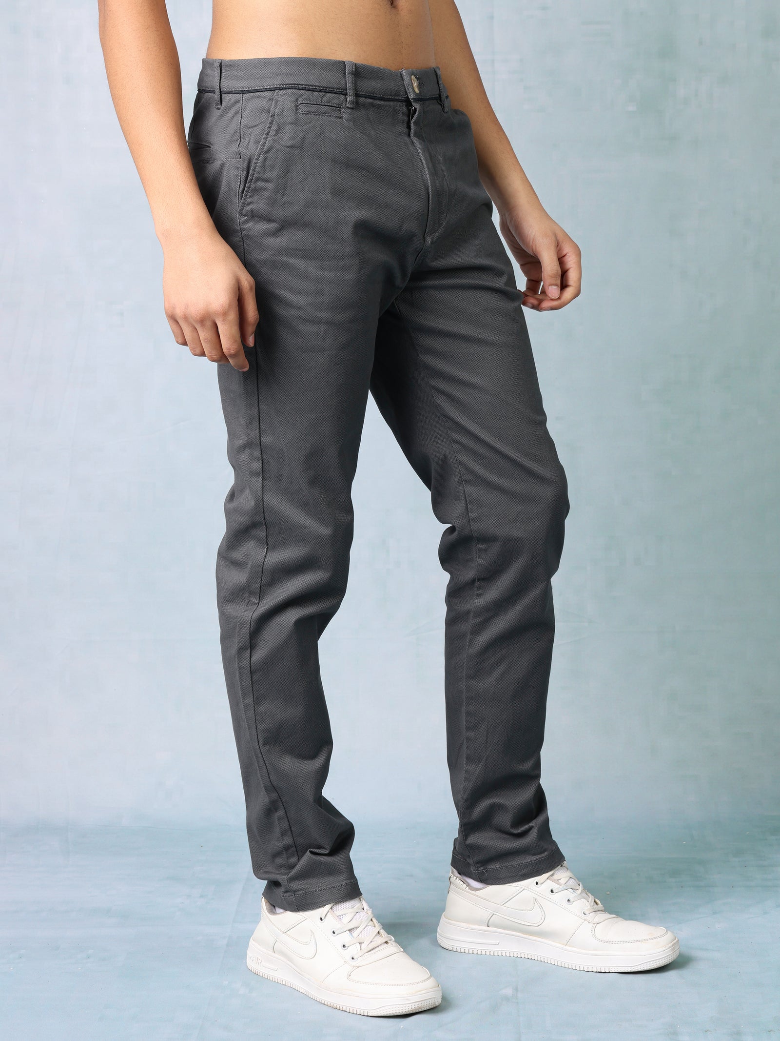 Men Dark Grey Regular Fit Trouser