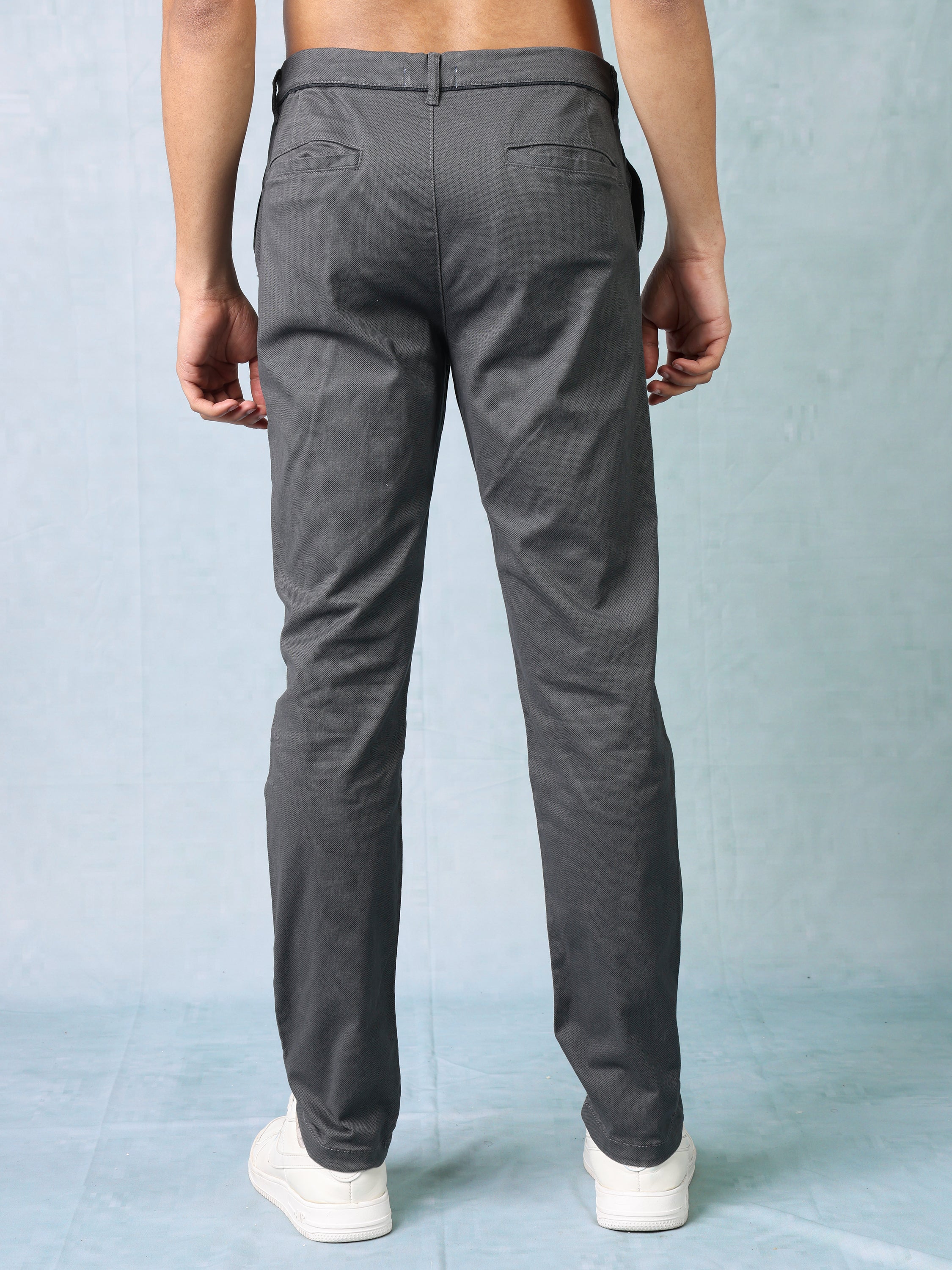 Men Dark Grey Regular Fit Trouser