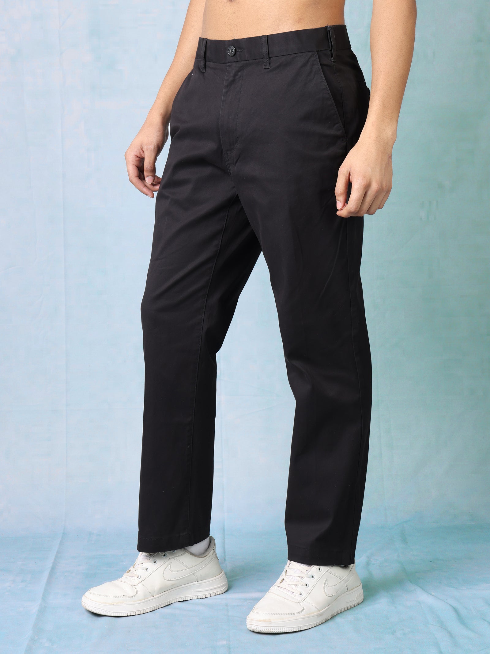 Men Black Regular Fit Trouser