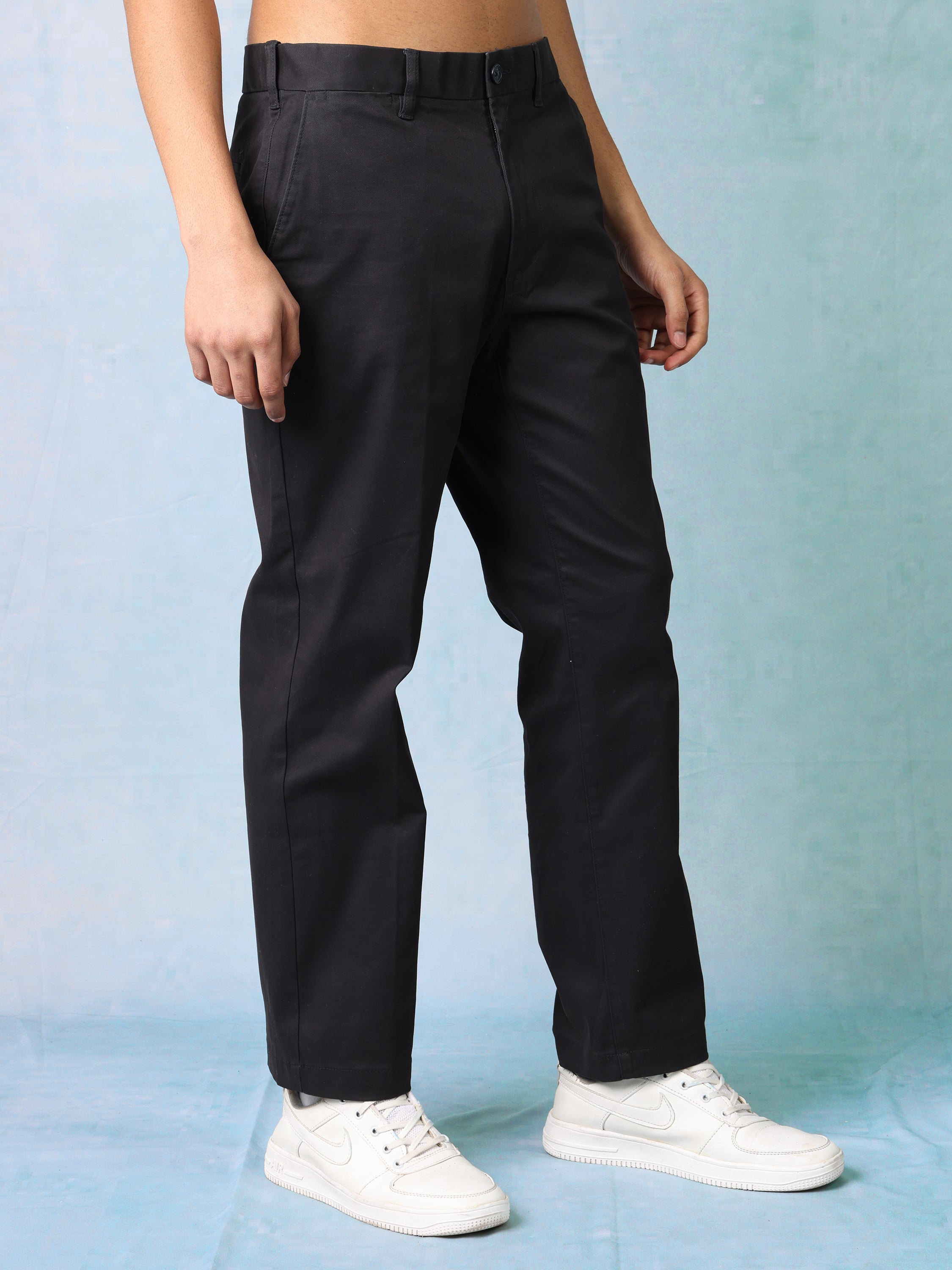 Men Black Regular Fit Trouser