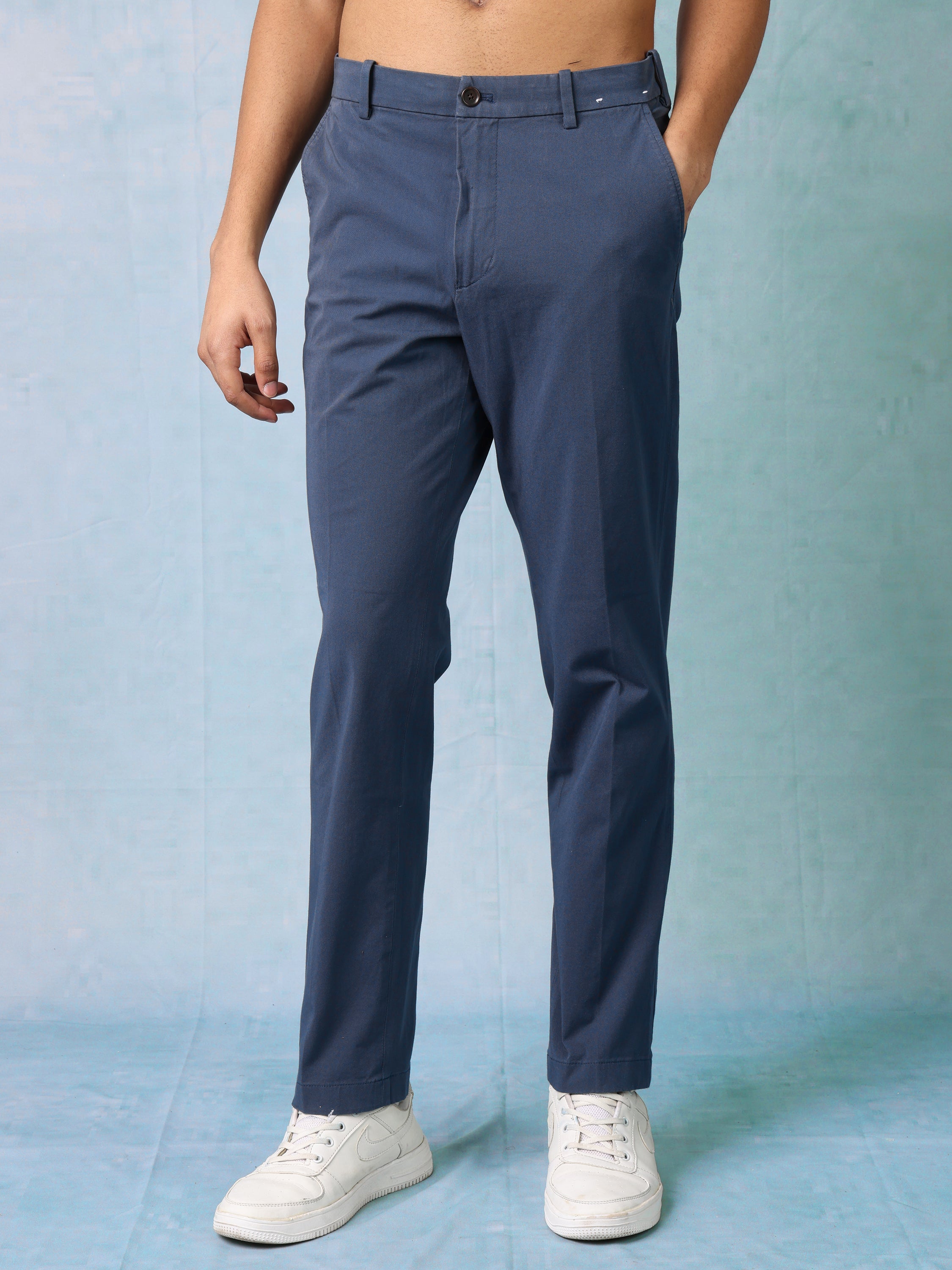 Men Blue Semi Formal Trousers