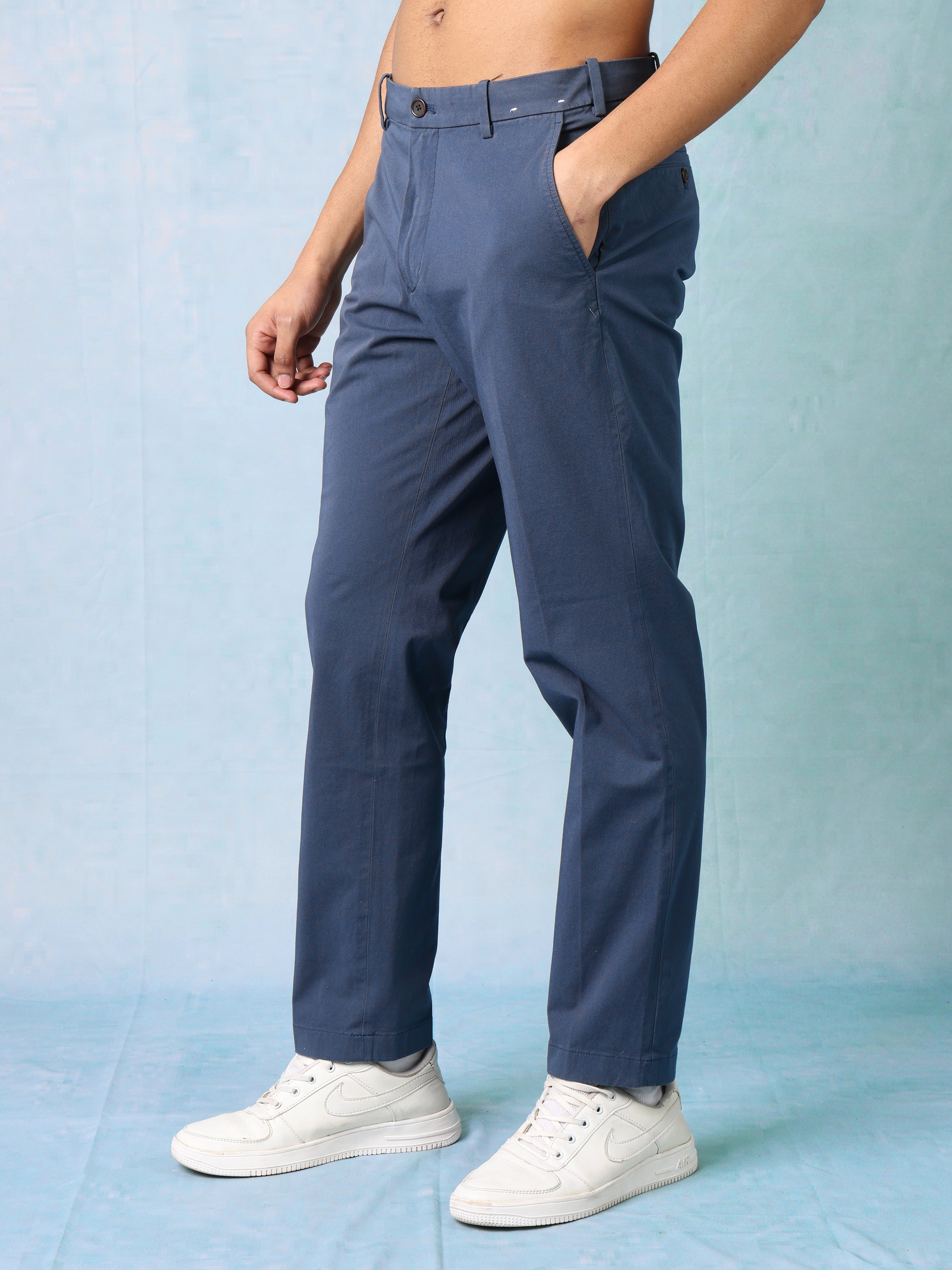 Men Blue Semi Formal Trousers