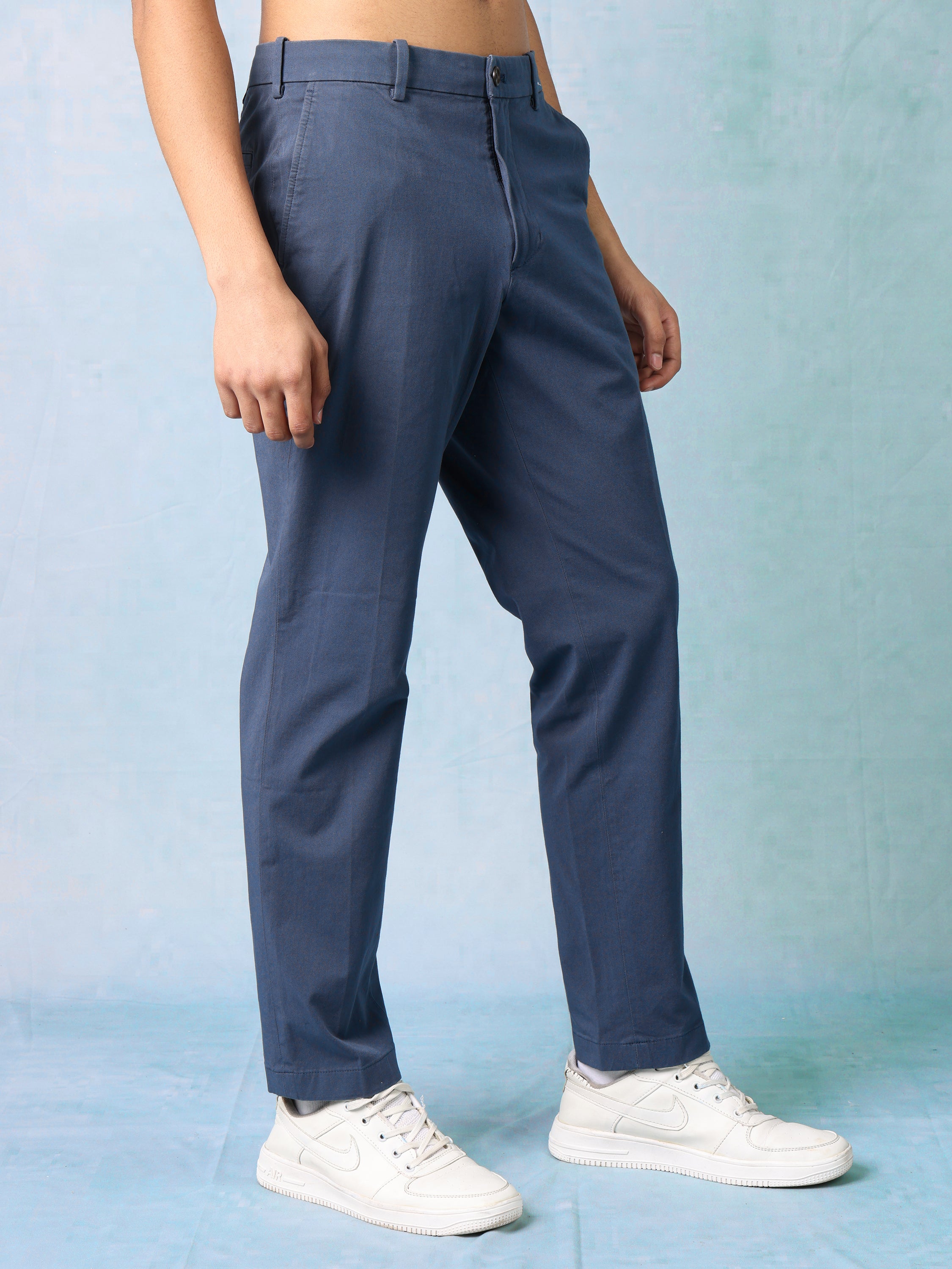 Men Blue Semi Formal Trousers