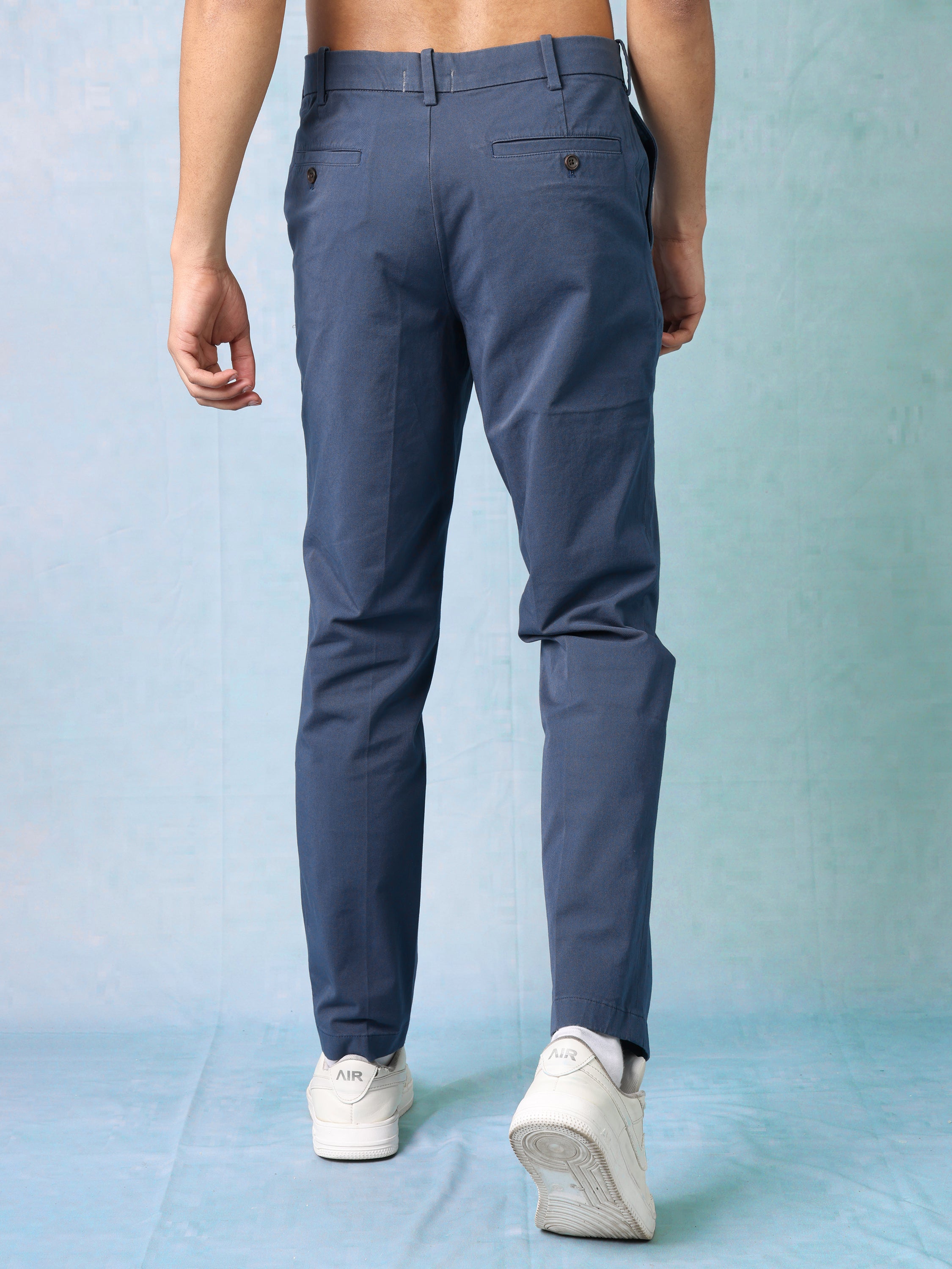 Men Blue Semi Formal Trousers