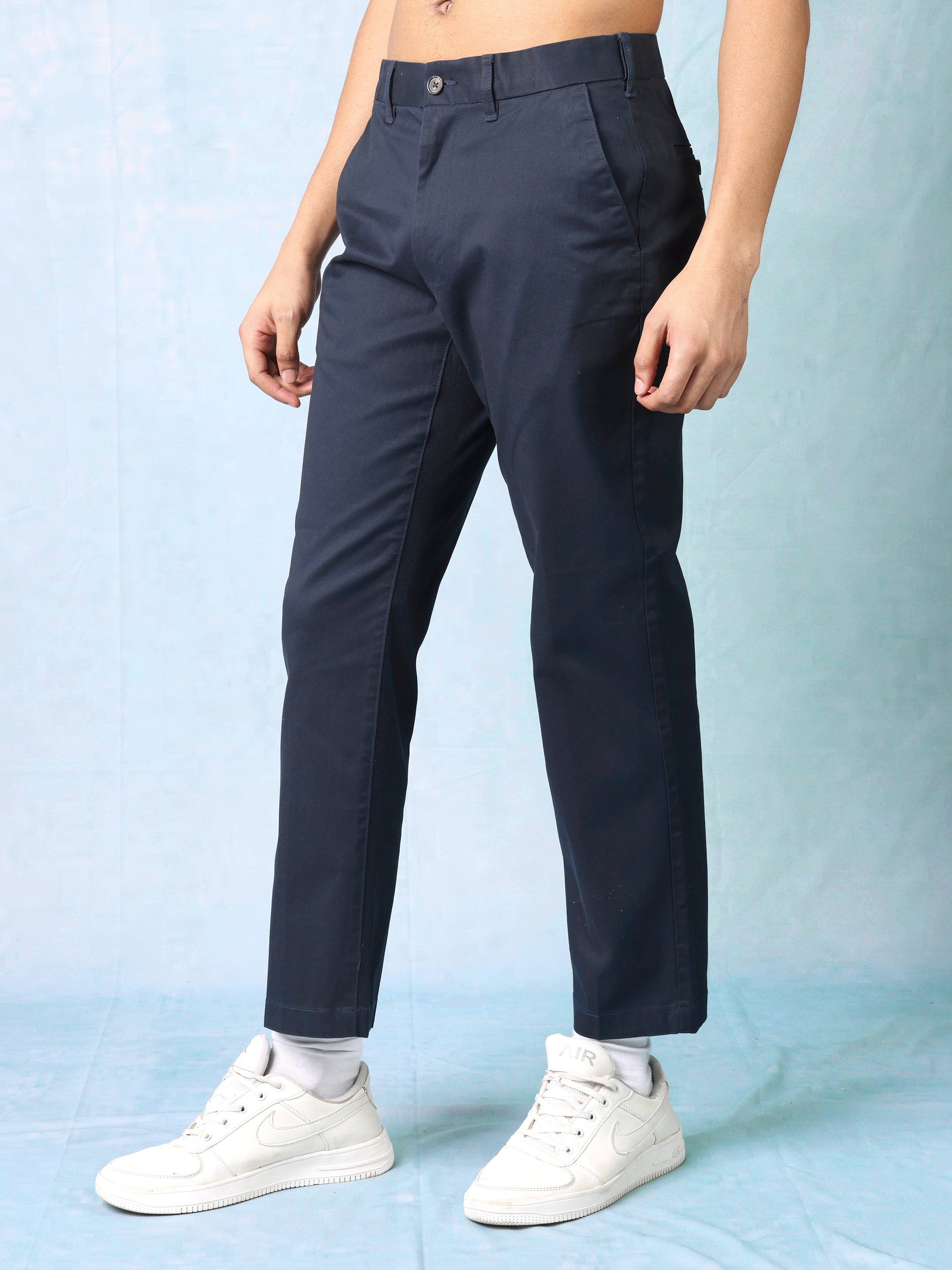 Men Black Mid-Rise Pants