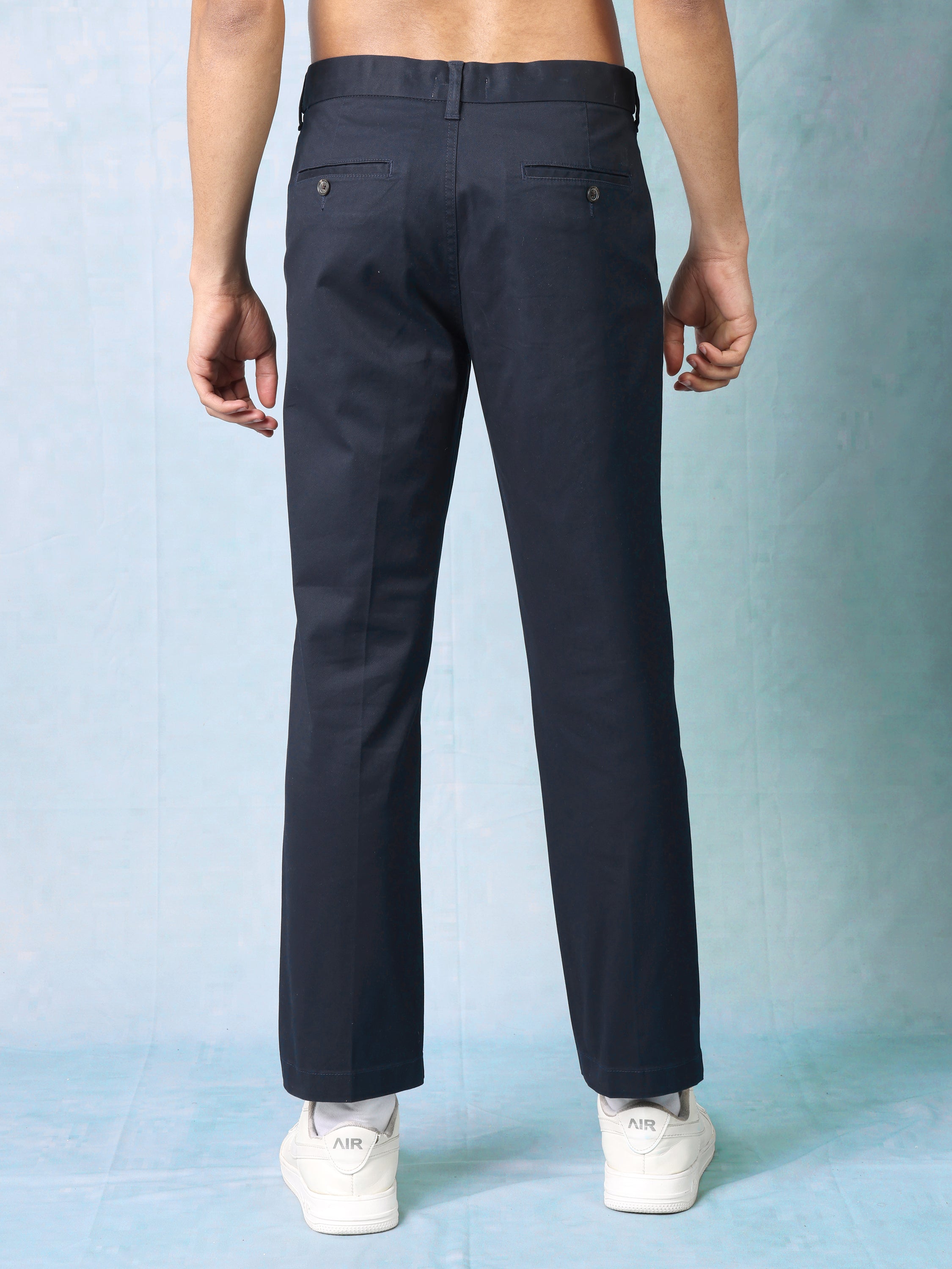 Men Black Mid-Rise Pants