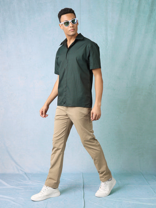 Men Beige Mid Rise Regular Fit Trouser