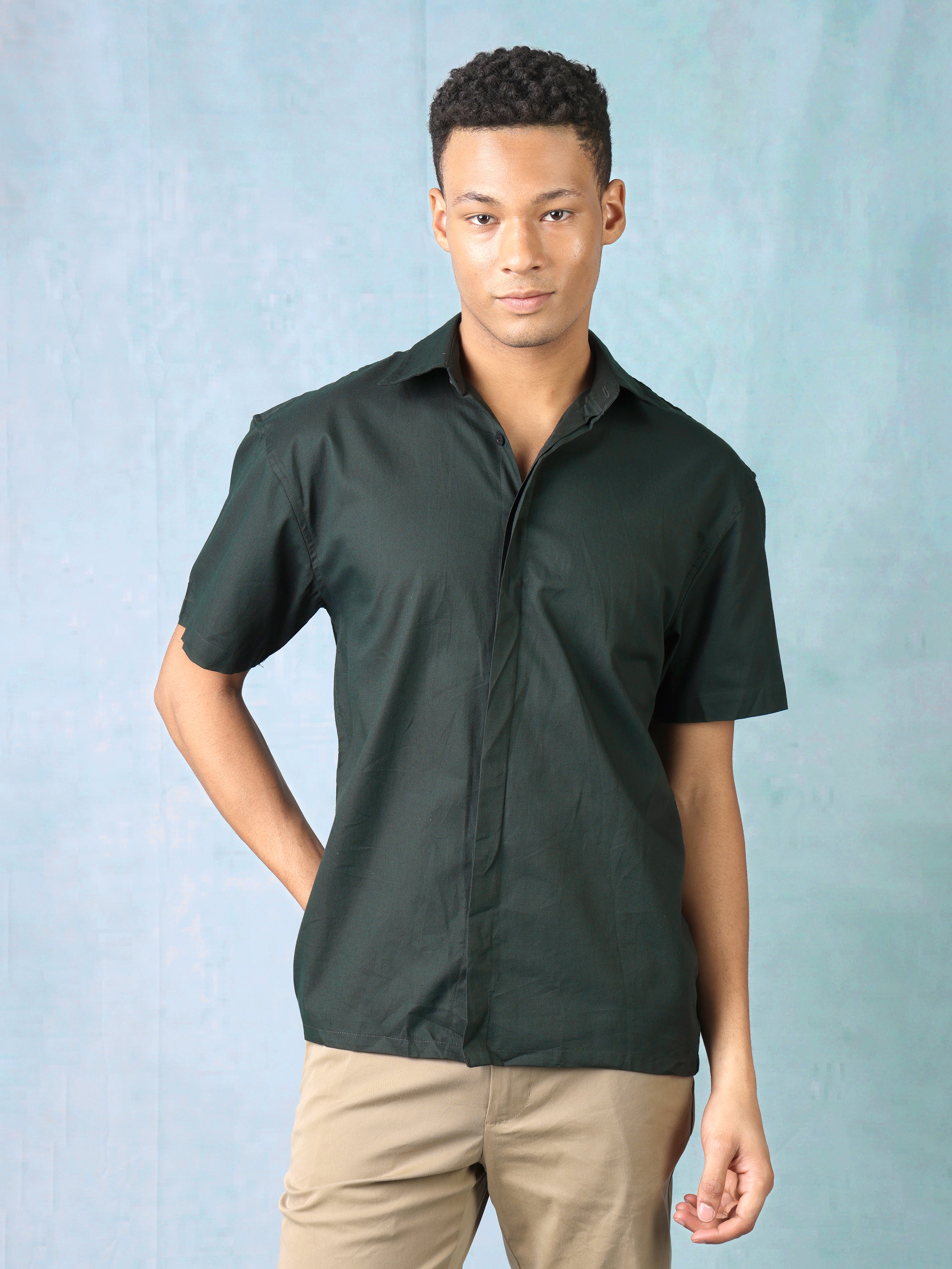 Men Black Shirt with Printed Back