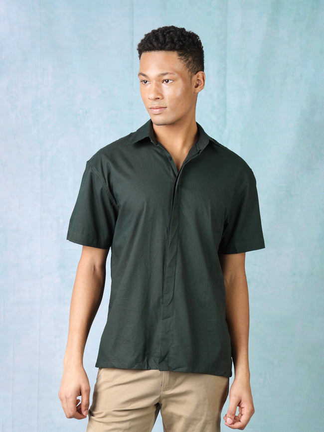 Men Black Shirt with Printed Back