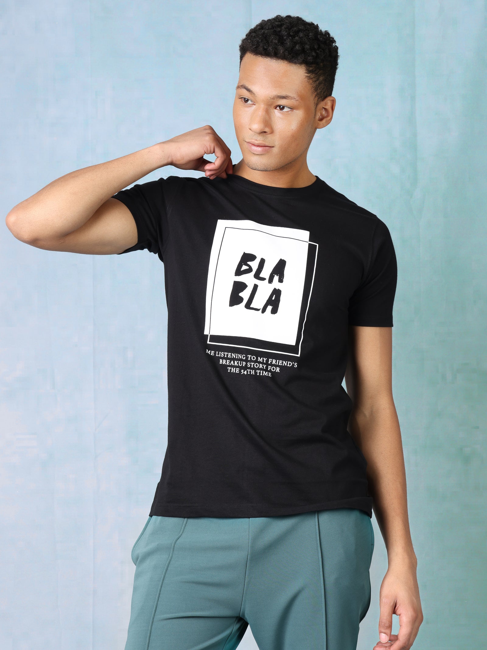 Men Black Bla Bla T-Shirt