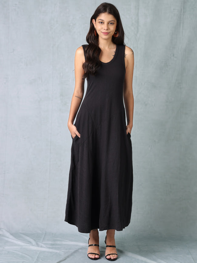 Women Black Flared Maxi Dress