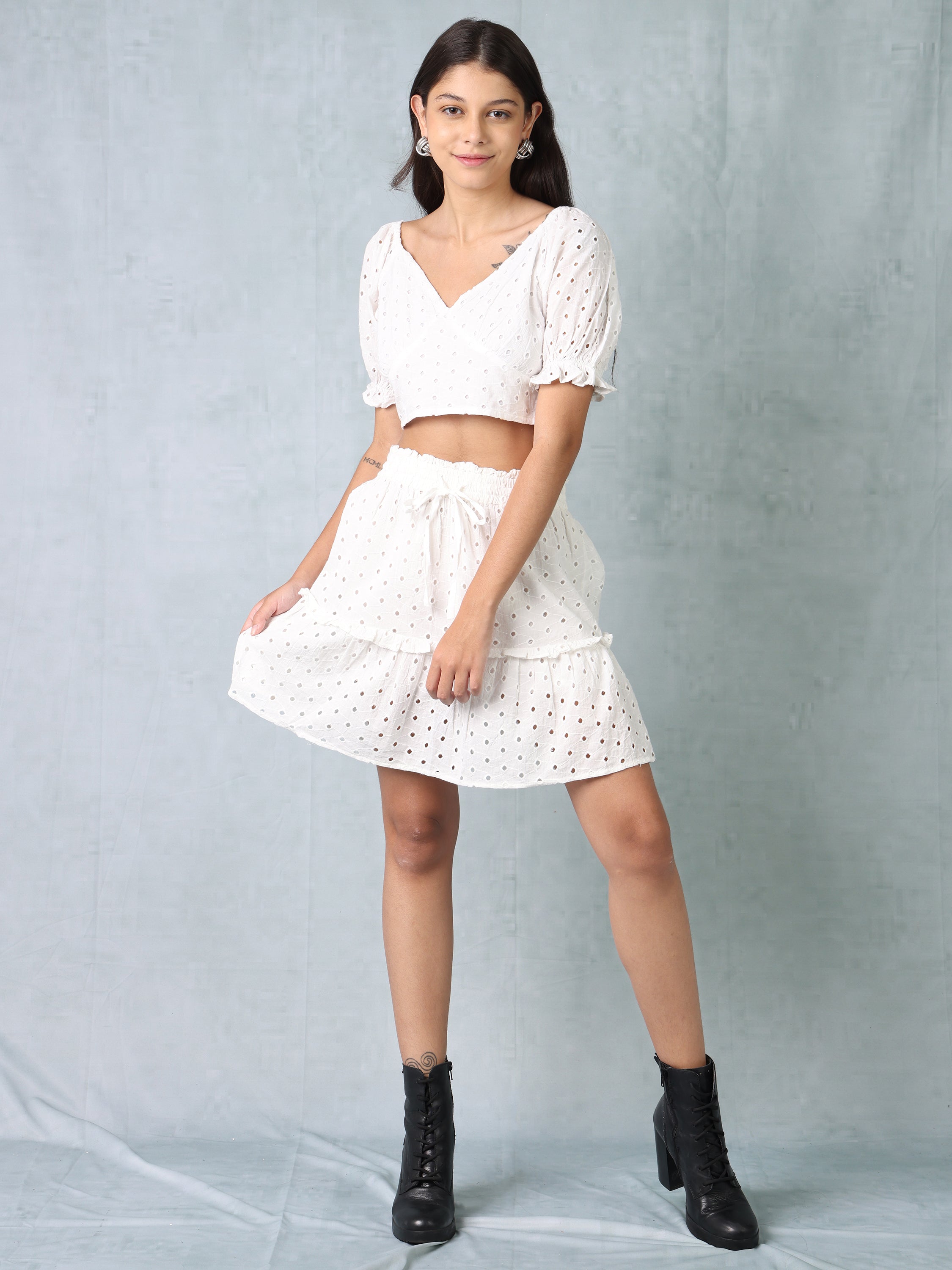 Women Cotton Shiffli Co-ord Set