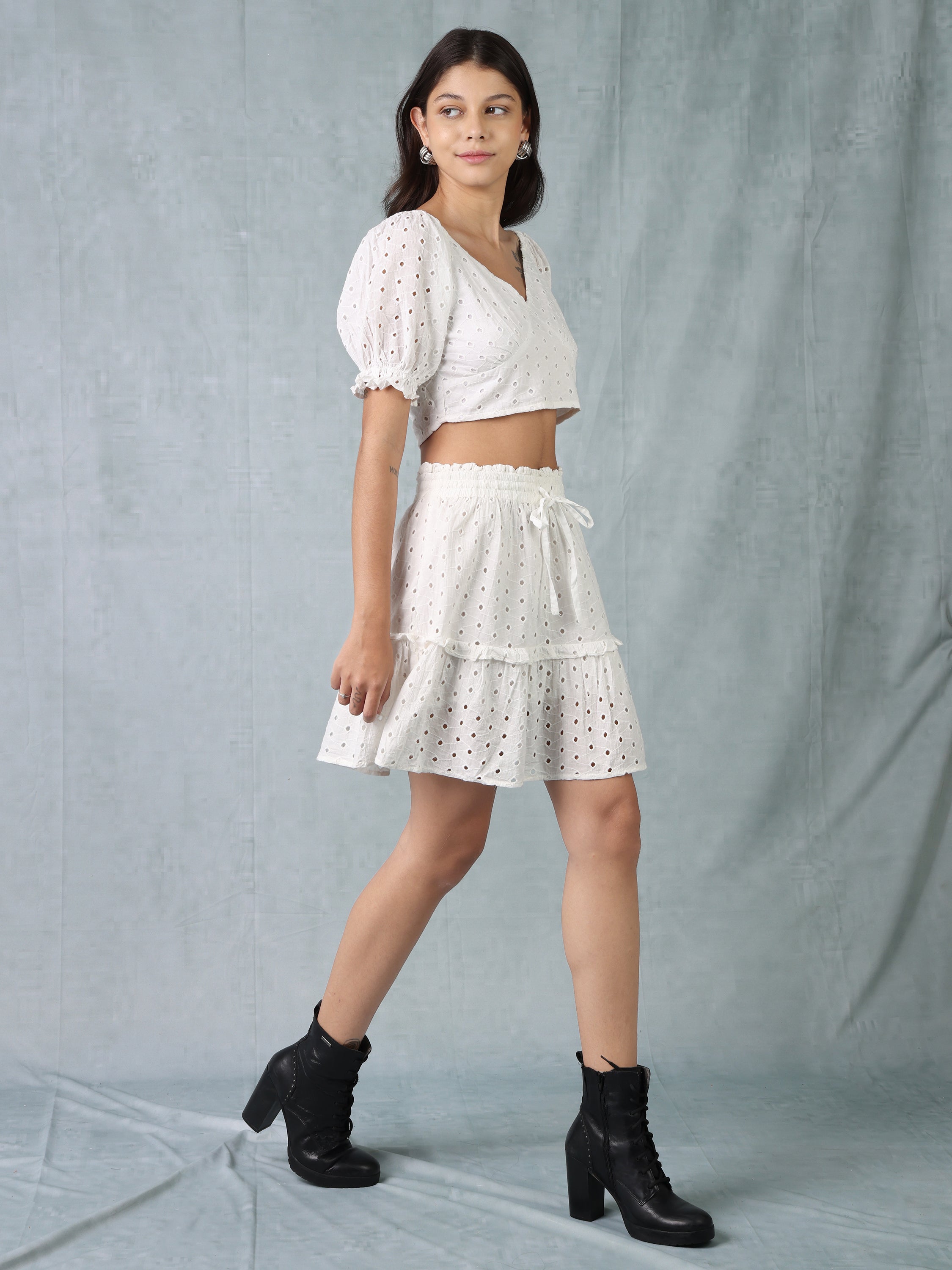 Women Cotton Shiffli Co-ord Set