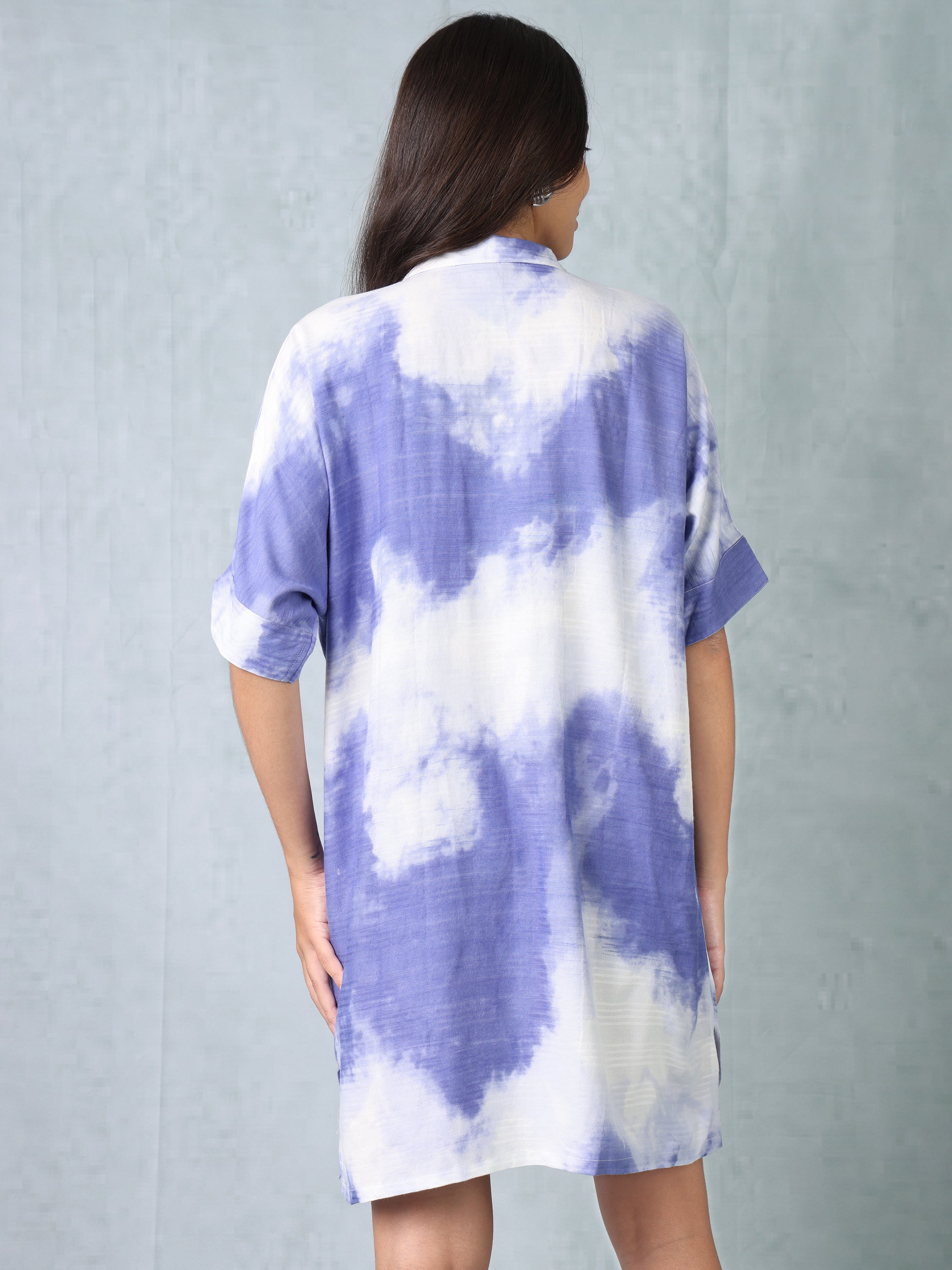 Women Blue Ombre Shirt Dress