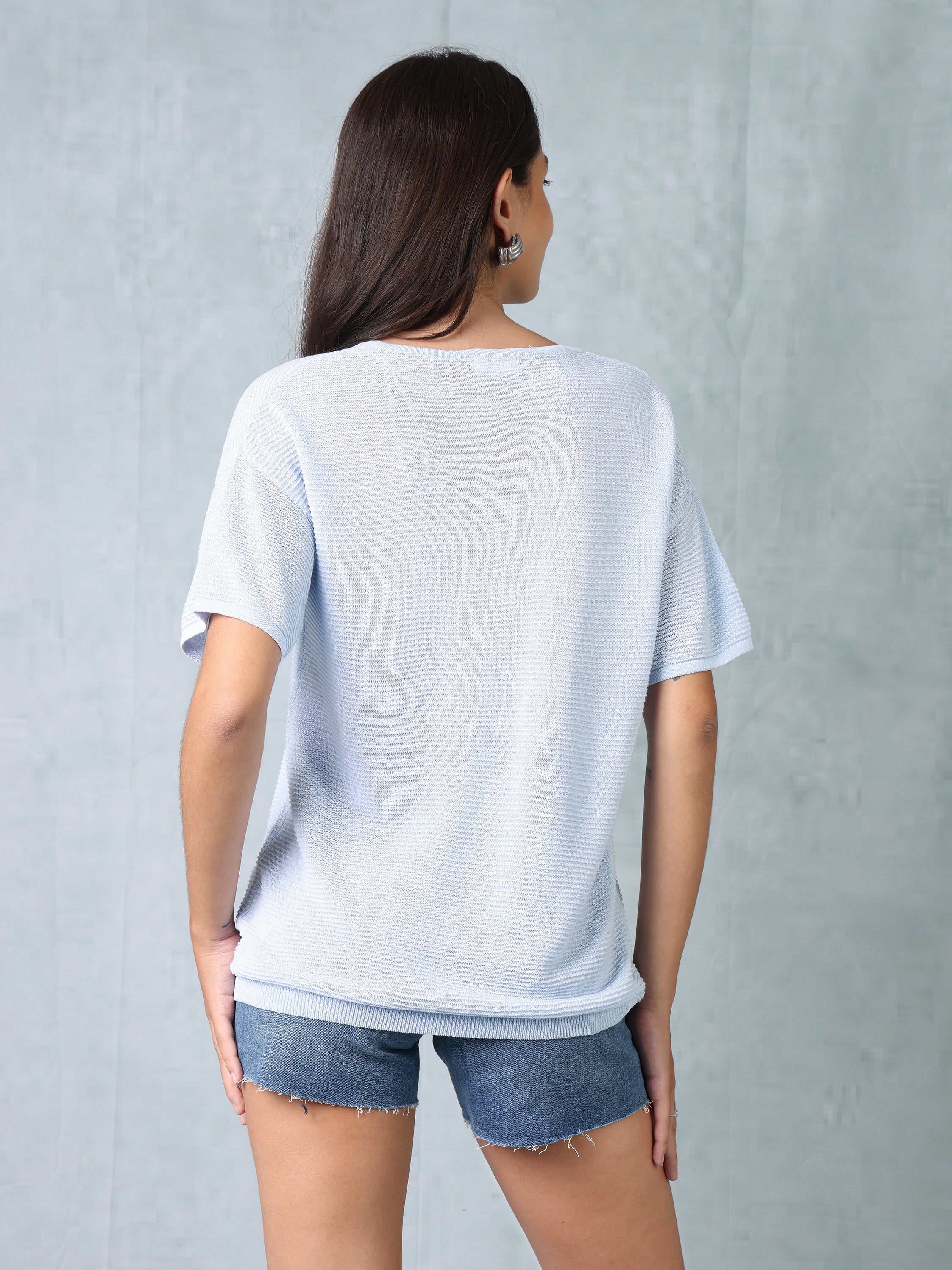 Women Blue Knitted Top