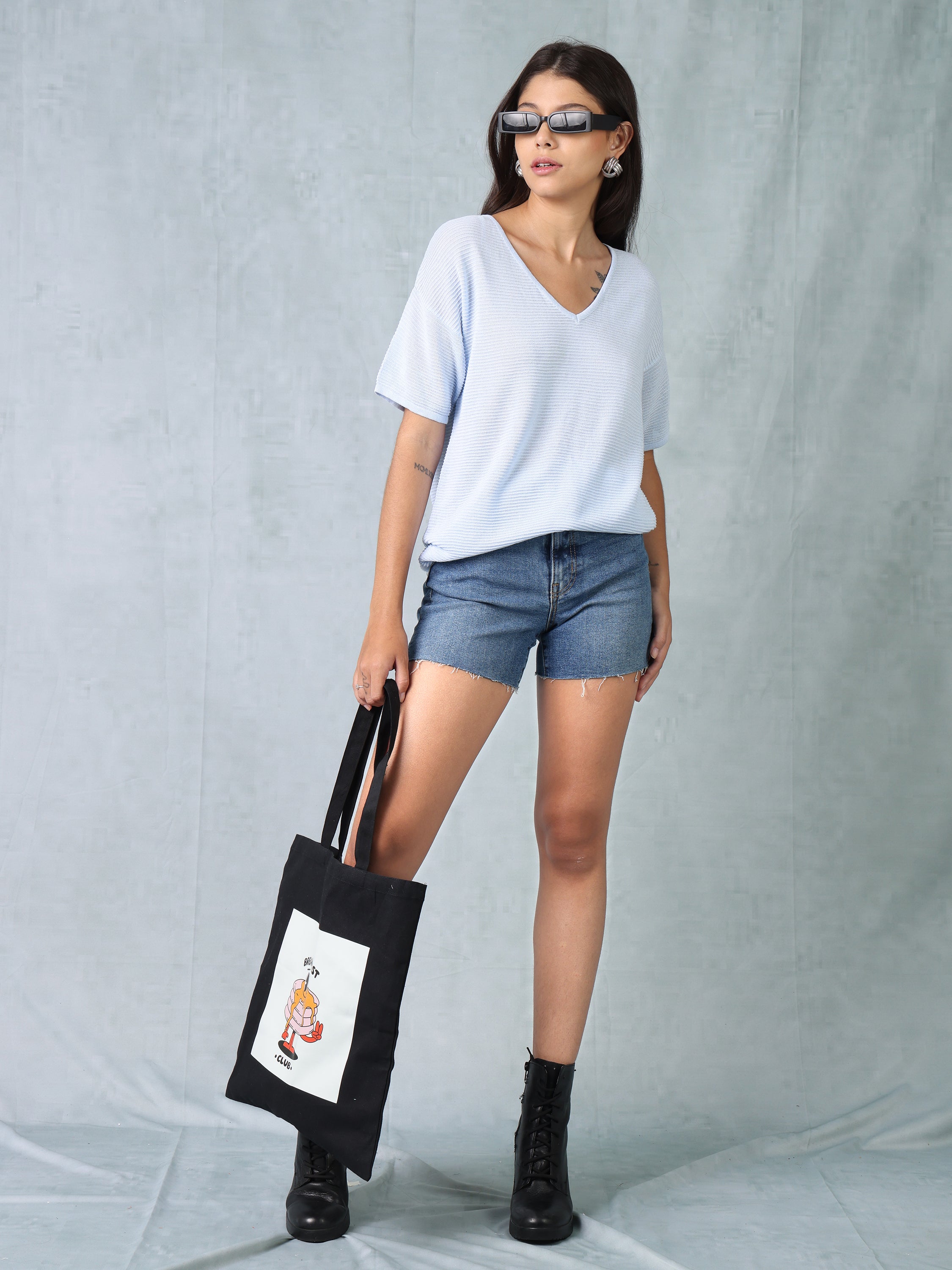 Women Blue Knitted Top