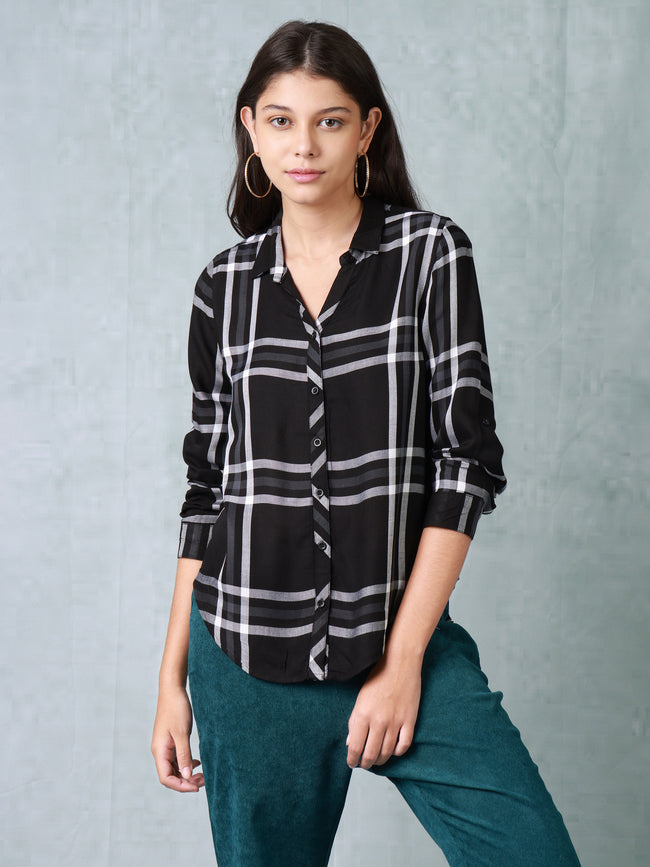 Women Black Check Shirt