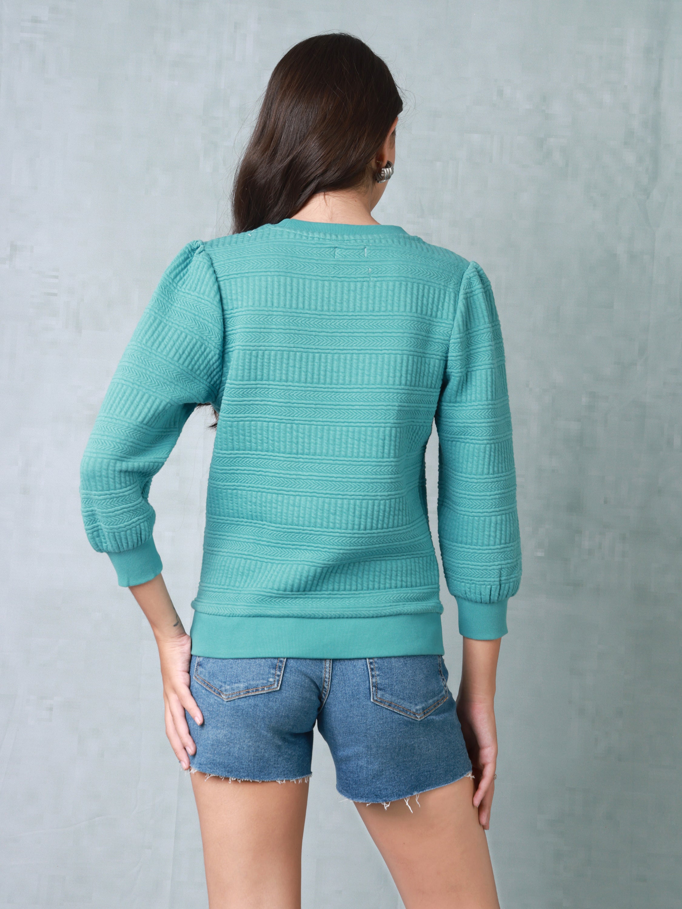 Women Teal Embroidered Top