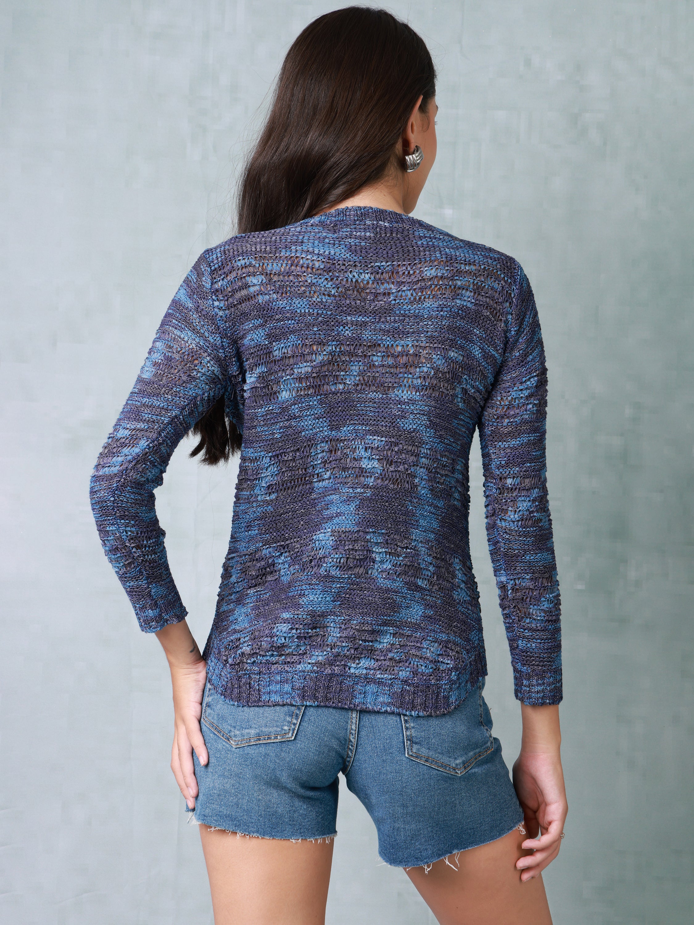 Women Blue Textured Top