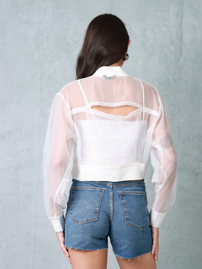 Women White See Through Jacket