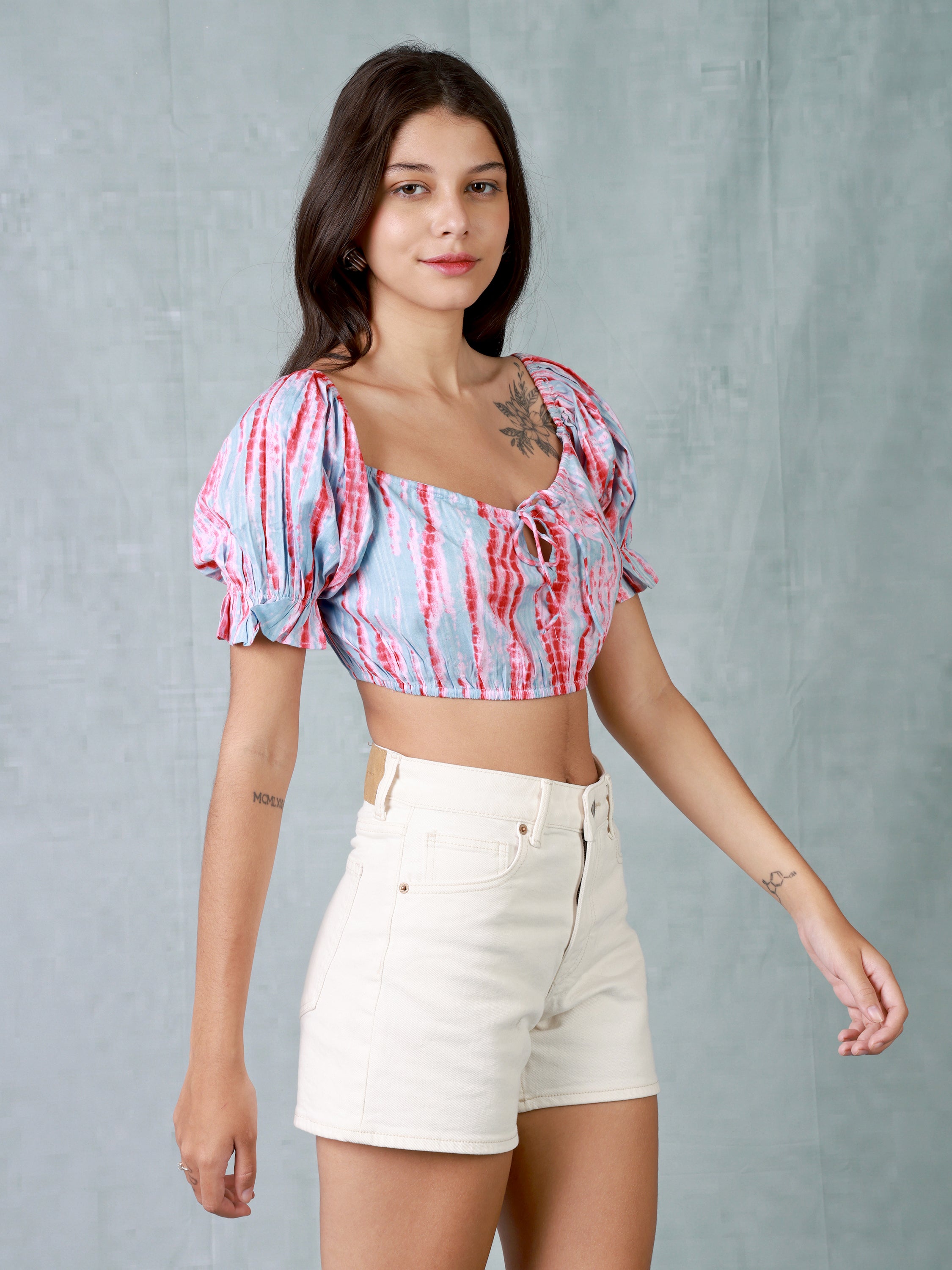 Women Tie & Die Crop Top