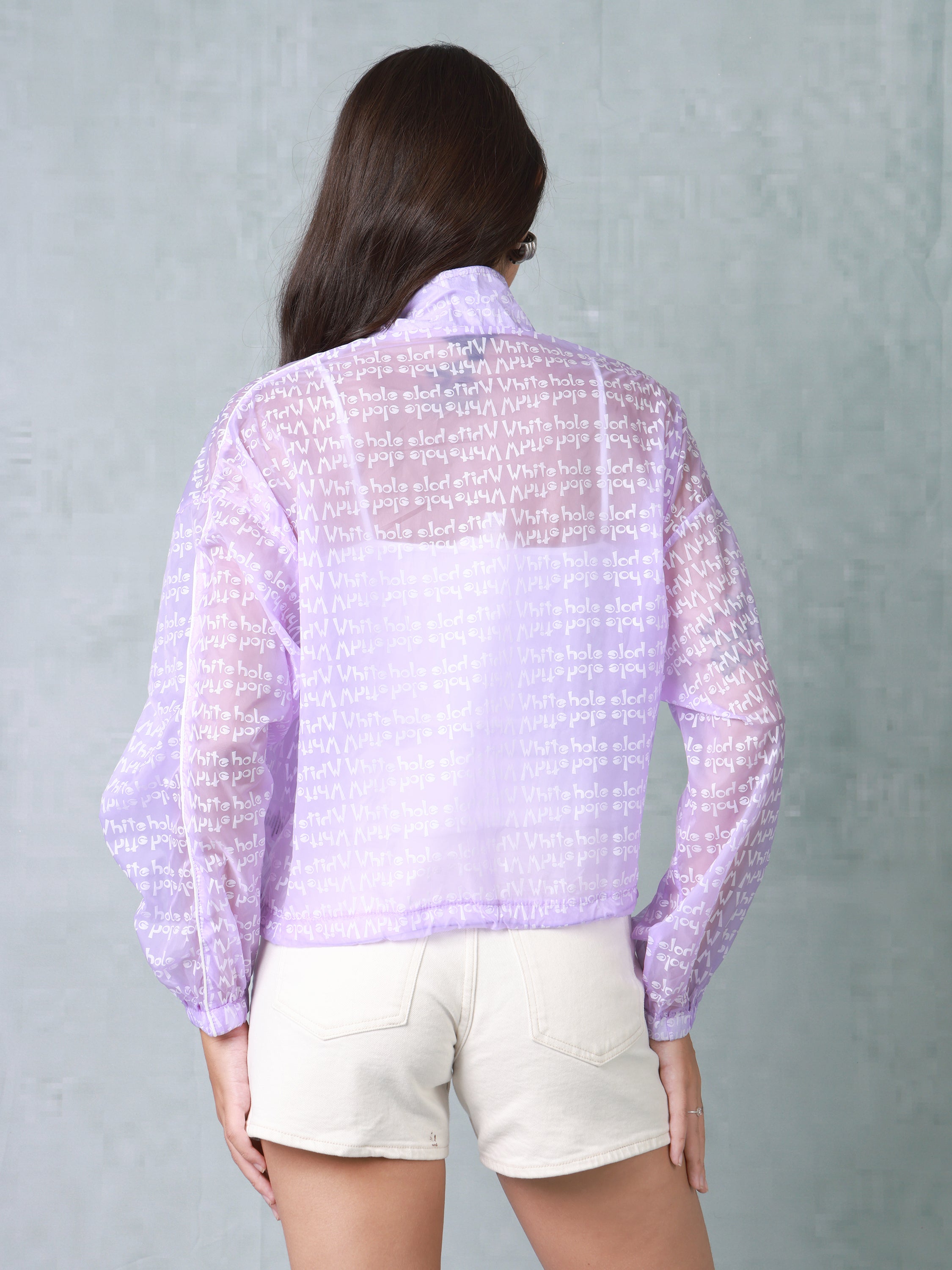 Women Purple Printed Parachute Jacket